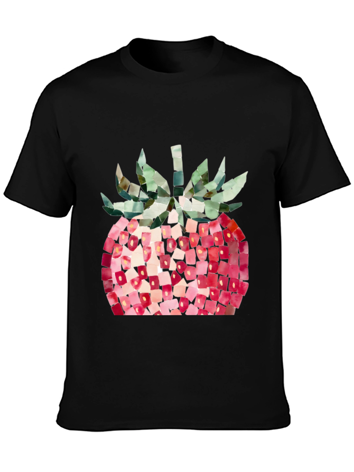 Black Strawberry Graphic Tee - Abstract Fruit Design, Casual Wear view 3