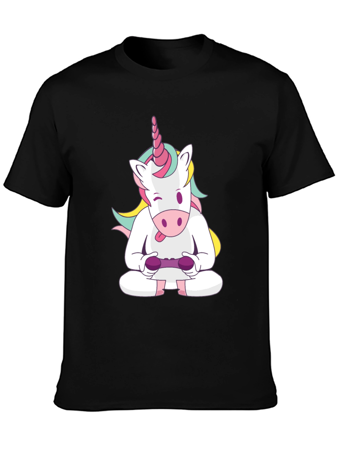 Black Unicorn Gamer T-Shirt - Funny Graphic Tee view 3