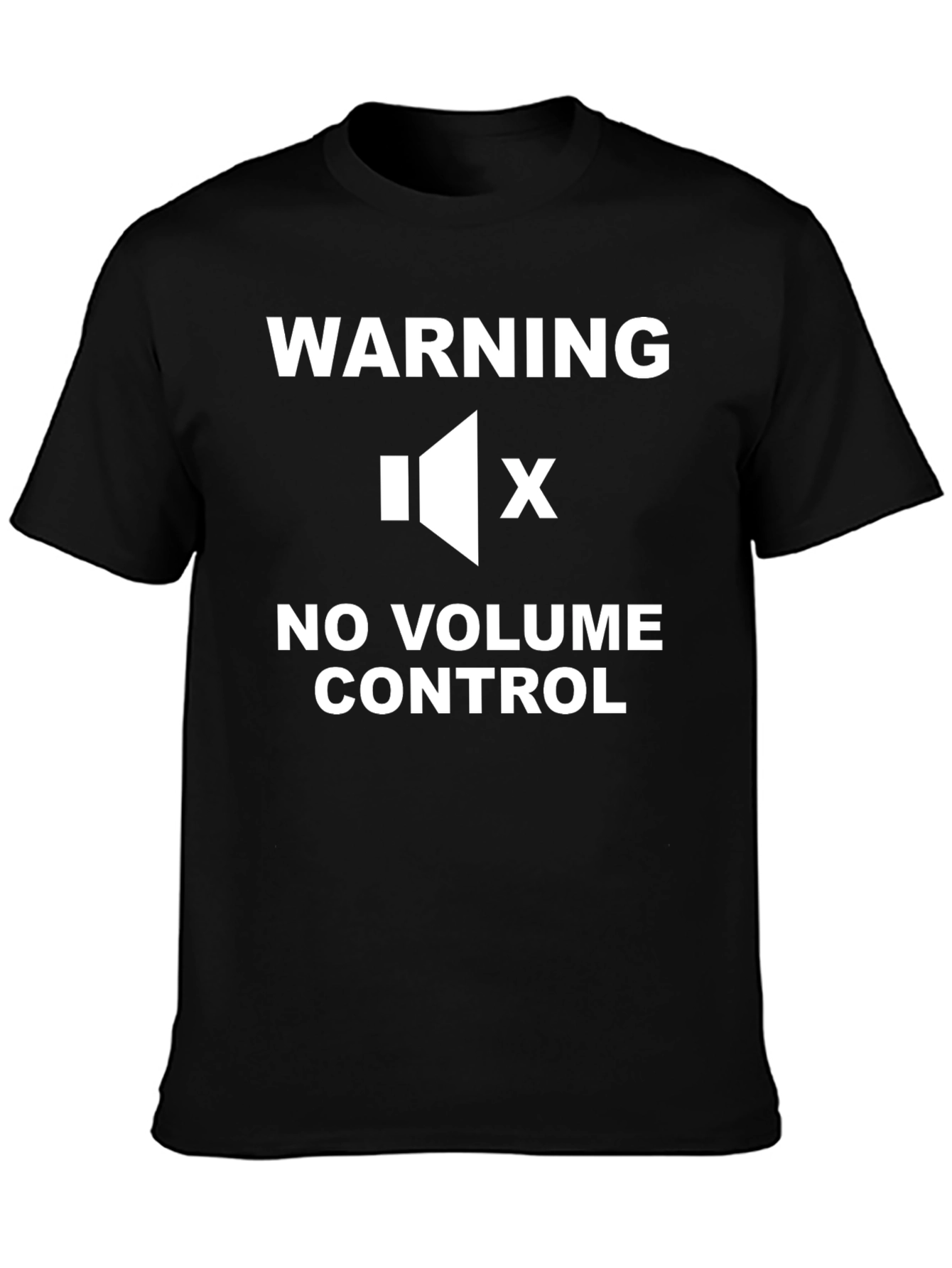 Black Warning No Volume Control Novelty T-Shirt view 3