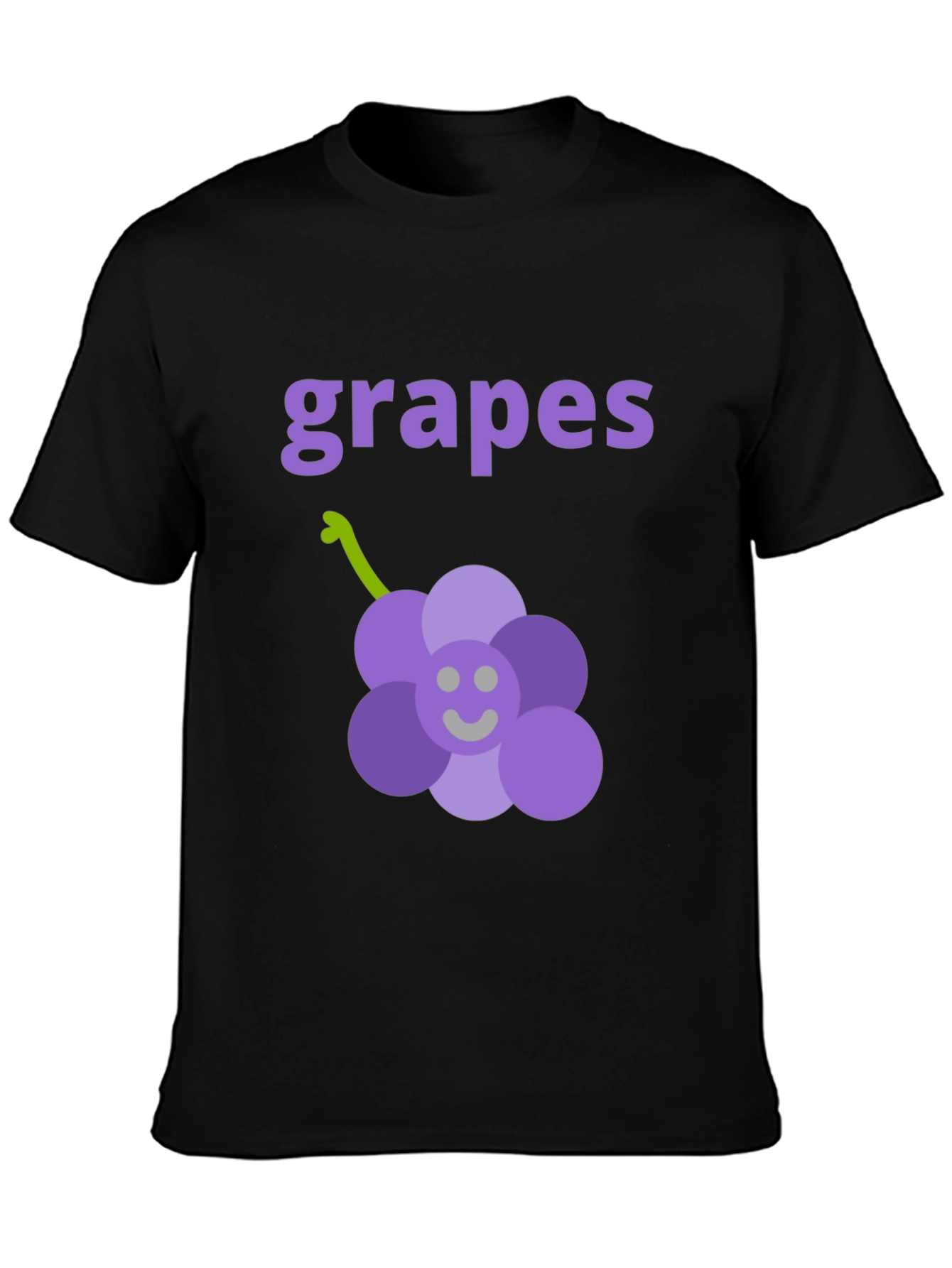 Black Cute Grapes Graphic Black T-Shirt view 3