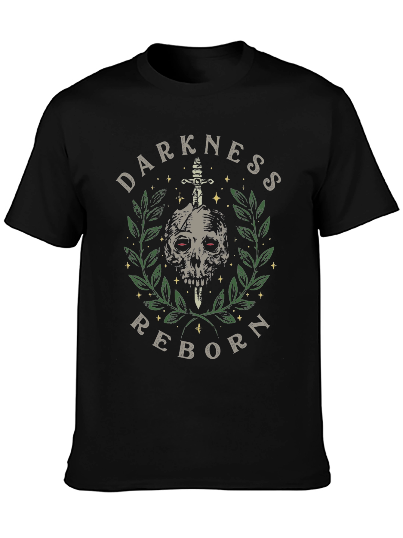 Black Darkness Reborn Graphic Tee - Skull & Sword Print view 3