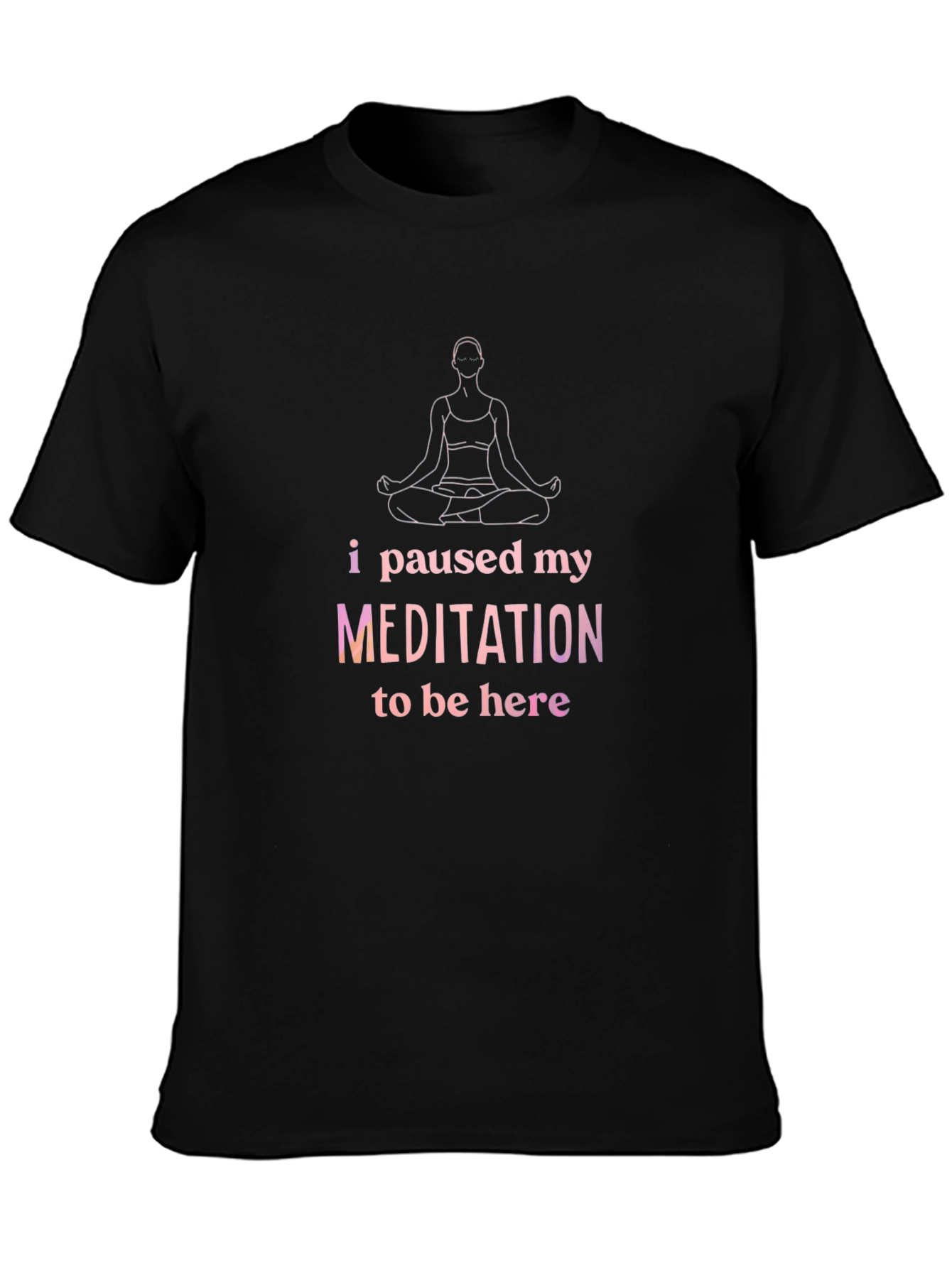 Black Meditation Pause T-Shirt - Relaxed Fit Cotton Tee view 3