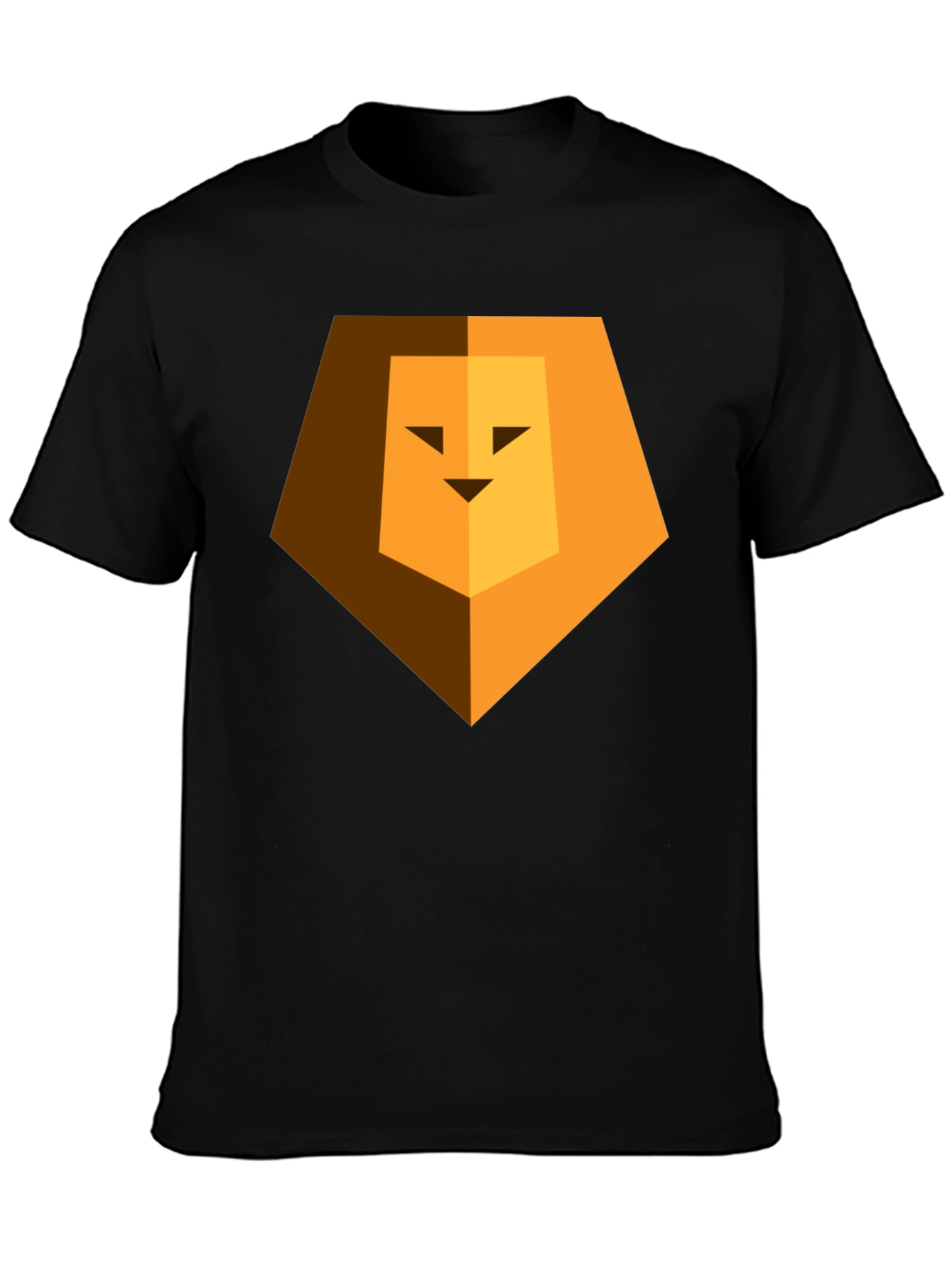 Black Geometric Lion Head Graphic Print Black Tee view 3