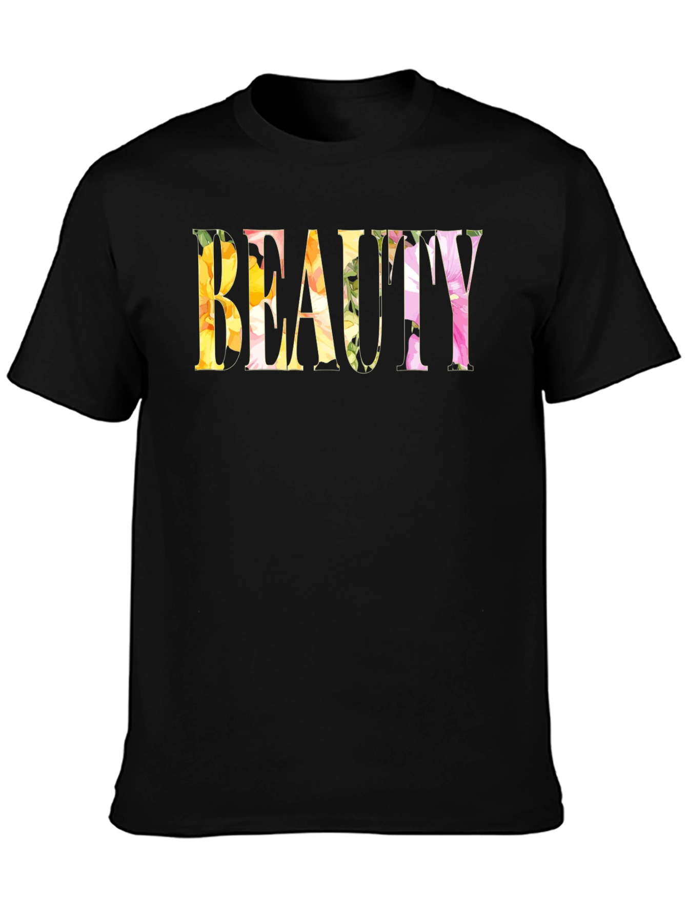 Black Floral Beauty Graphic T-Shirt view 3