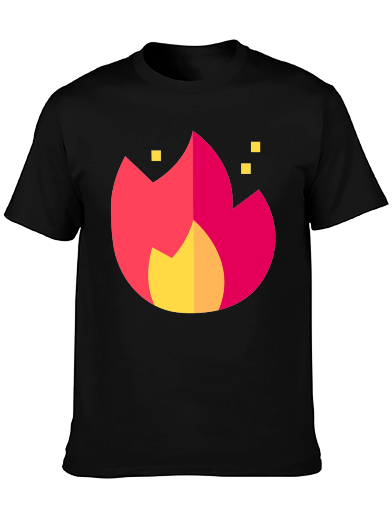 Black Bold Flame Graphic Tee - Black Crew Neck view 3