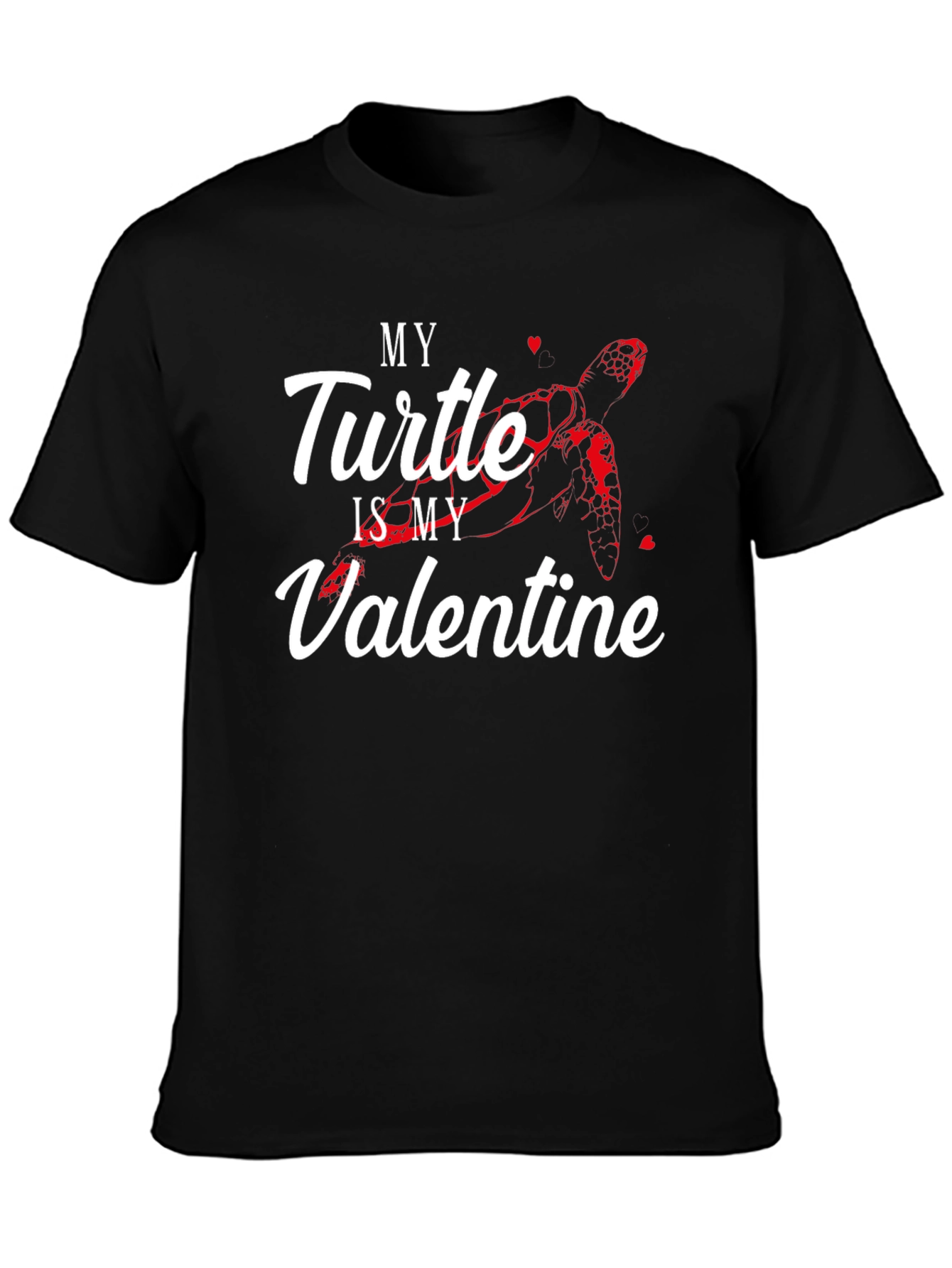 Black My Turtle is My Valentine T-Shirt view 3