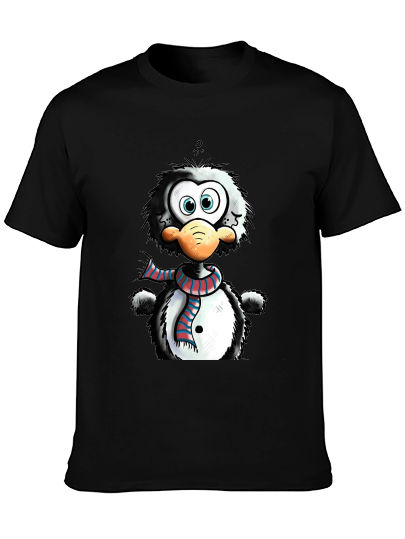Black Cartoon Penguin Graphic Tee - Quirky Style view 3