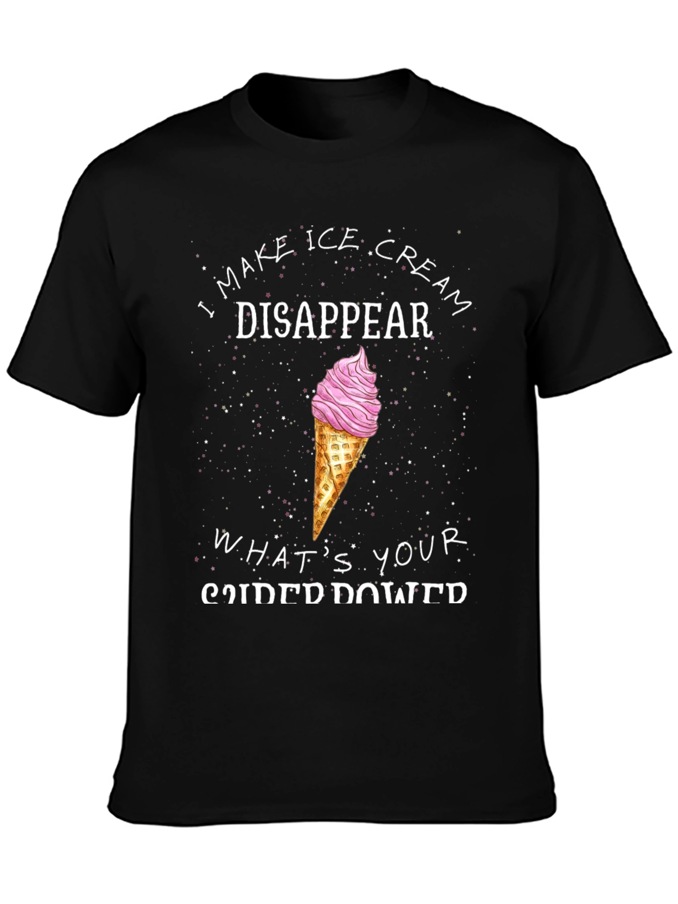 Black I Make Ice Cream Disappear Funny T-Shirt view 3