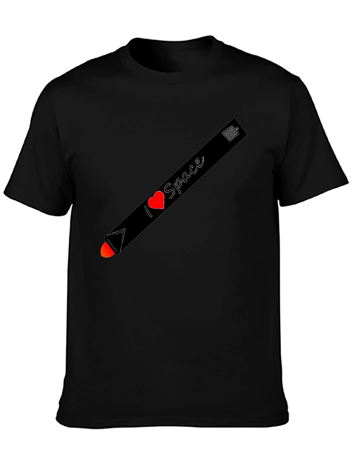 Black I Heart Space T-Shirt - Unique Rocket Design view 3