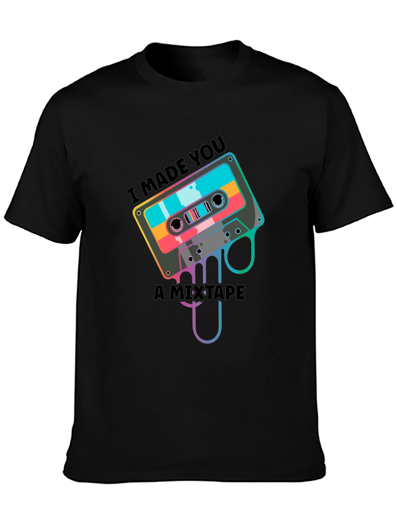 Black Retro Mixtape T-Shirt - I Made You A Mixtape view 3