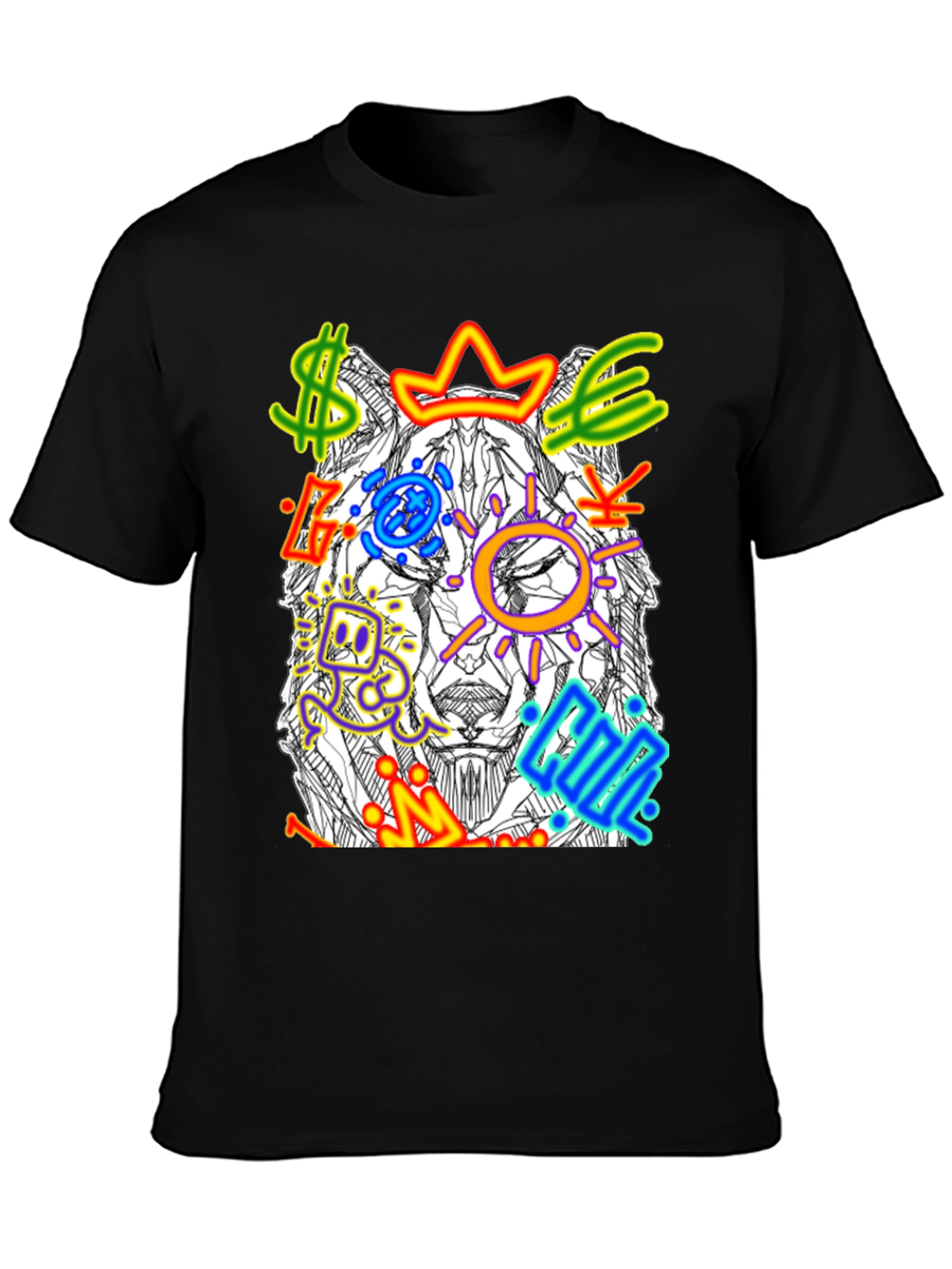 Black Wolf Graffiti Art Graphic T-Shirt view 3