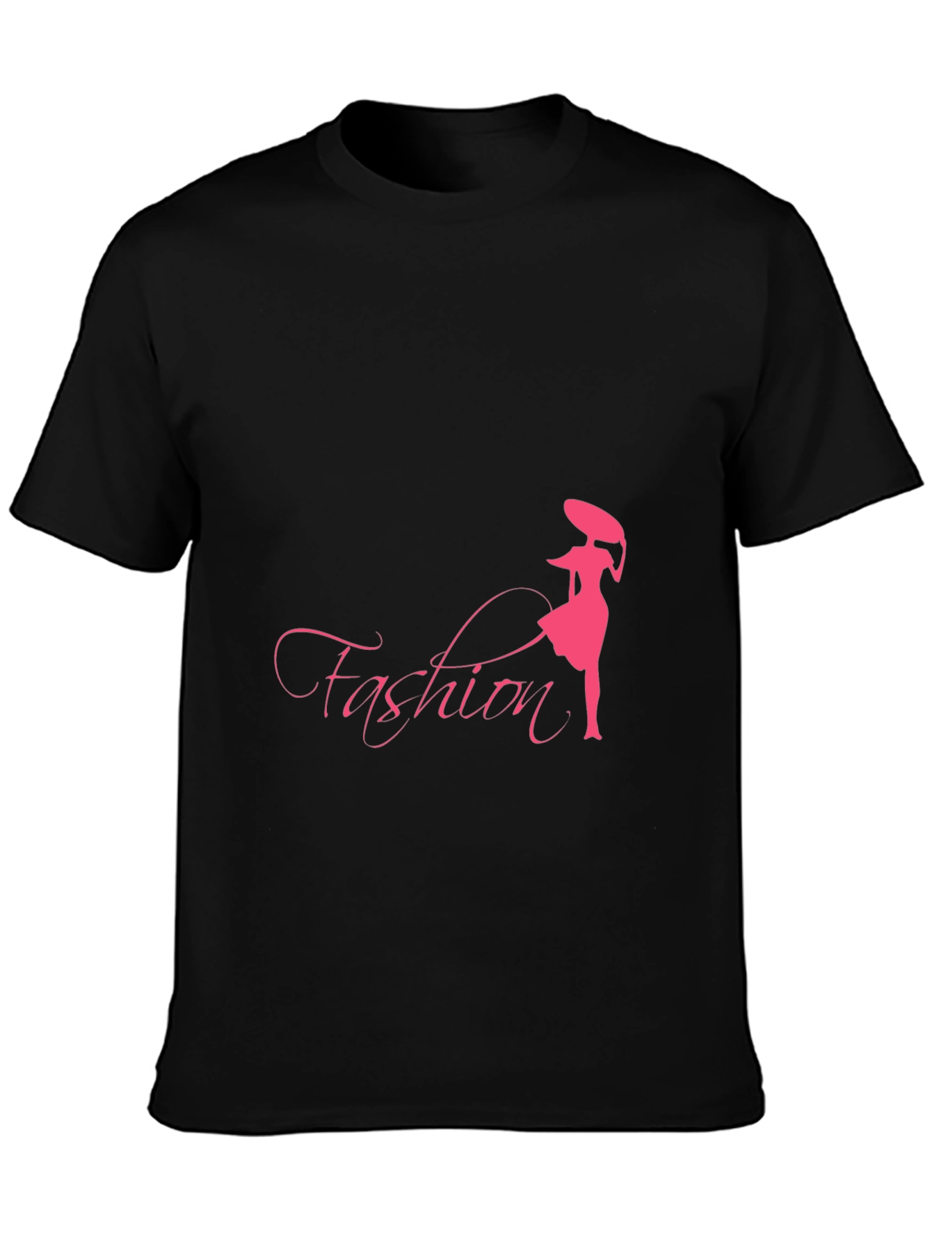 Black Fashion Graphic Tee - Stylish Black T-Shirt view 3