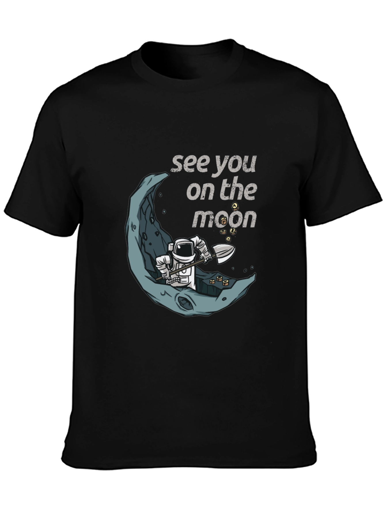 Black See You On The Moon T-Shirt, Spaceman Graphic Tee view 3