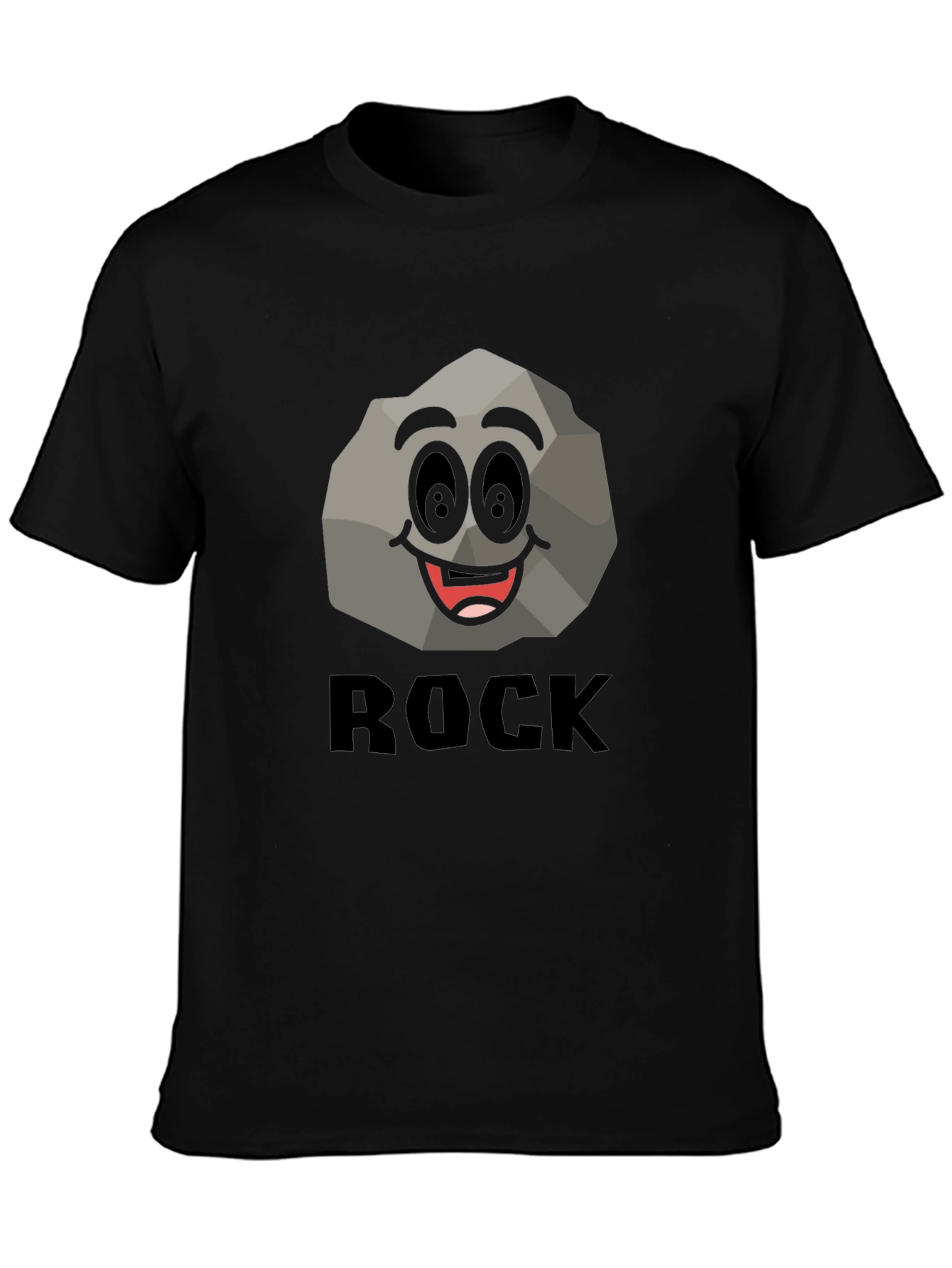 Black Funny Rock Graphic T-Shirt - Black Cotton Tee view 3