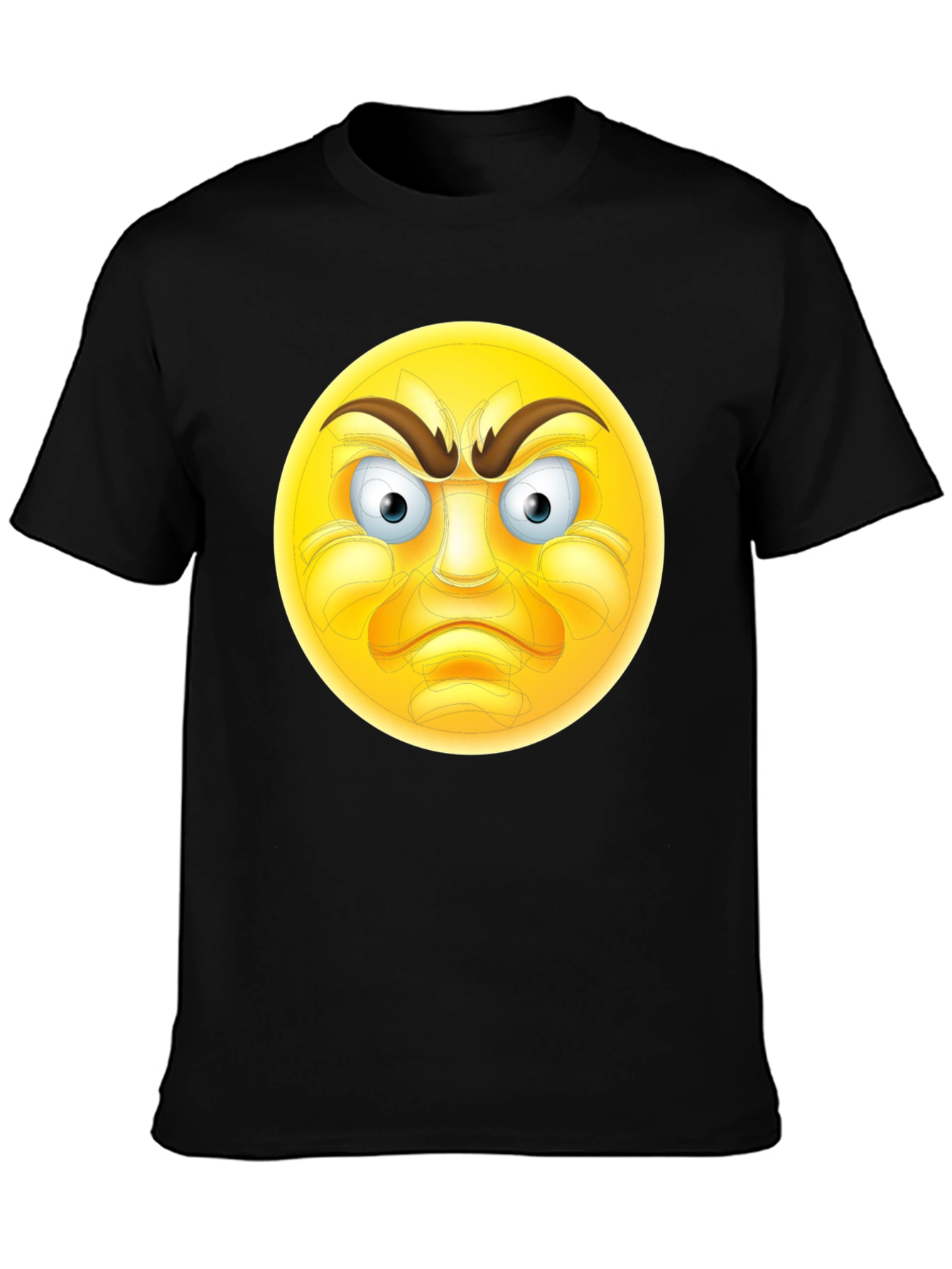 Black Angry Emoji T-Shirt - Black Cotton Tee view 3