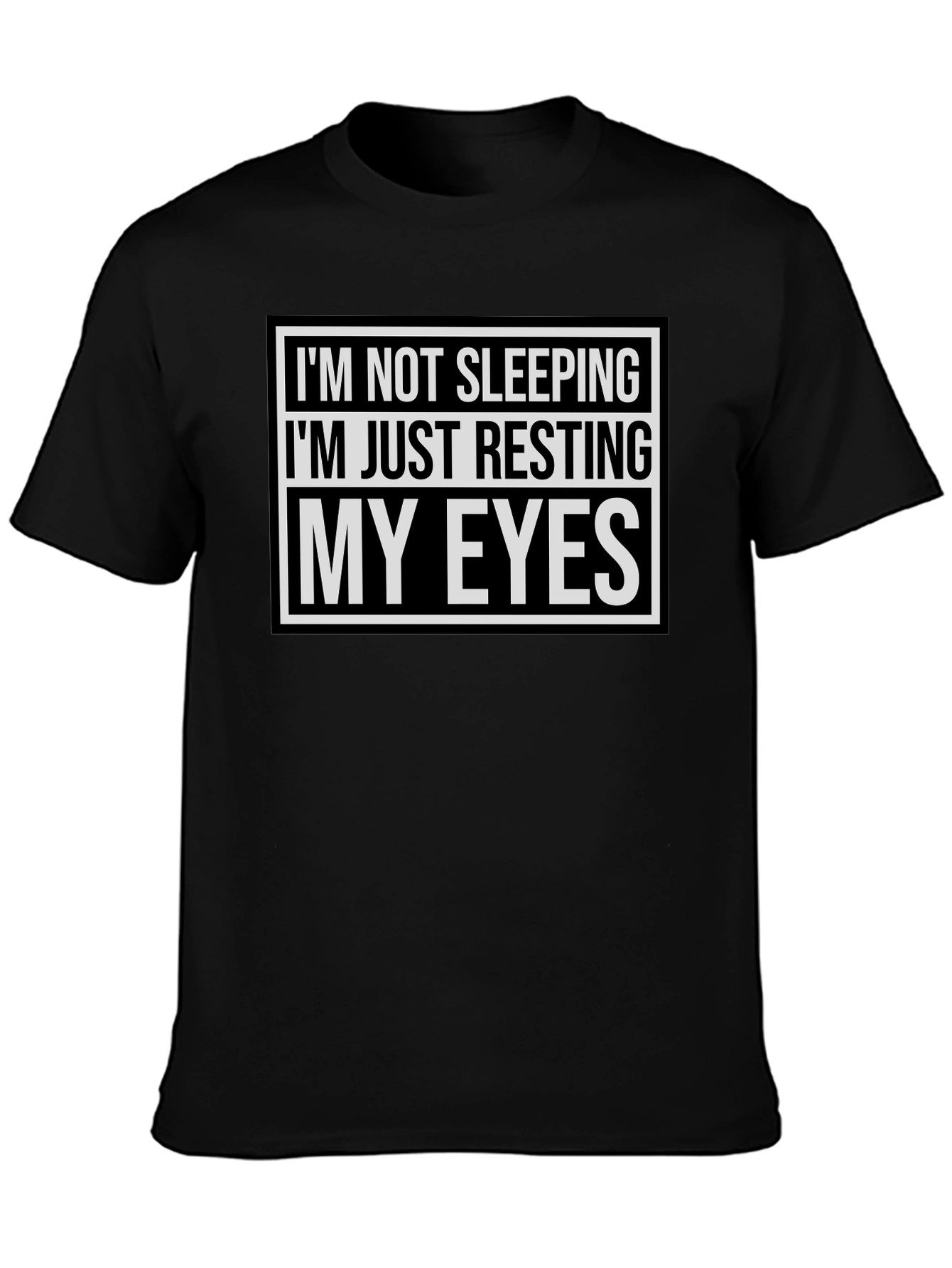 Black Resting My Eyes Funny T-Shirt - Black view 3