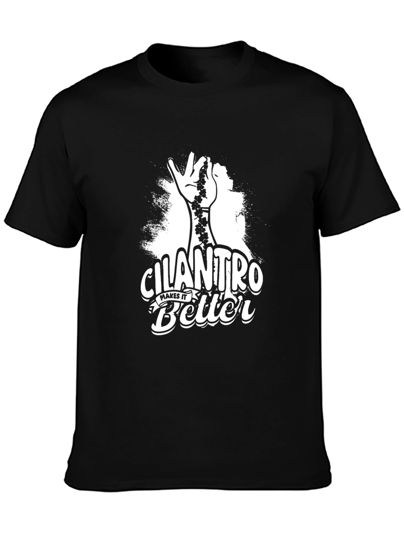 Black Cilantro Makes It Better Graphic T-Shirt view 3