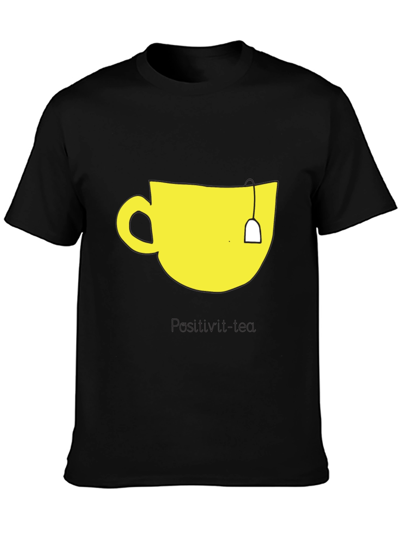 Black Teacup Graphic Tee - Men's Black Cotton T-Shirt view 3