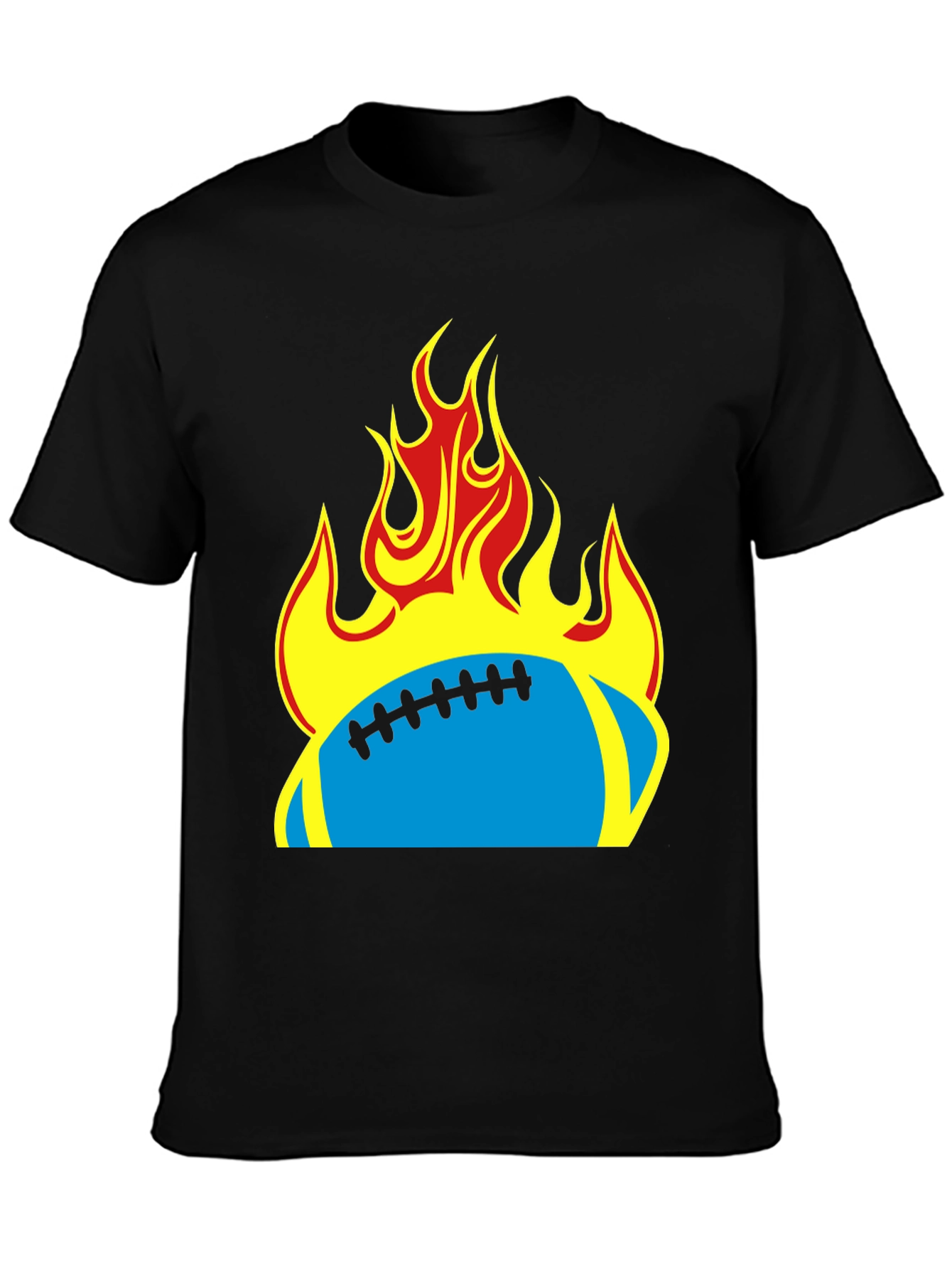 Black Flaming Football T-Shirt - Black Tee view 3