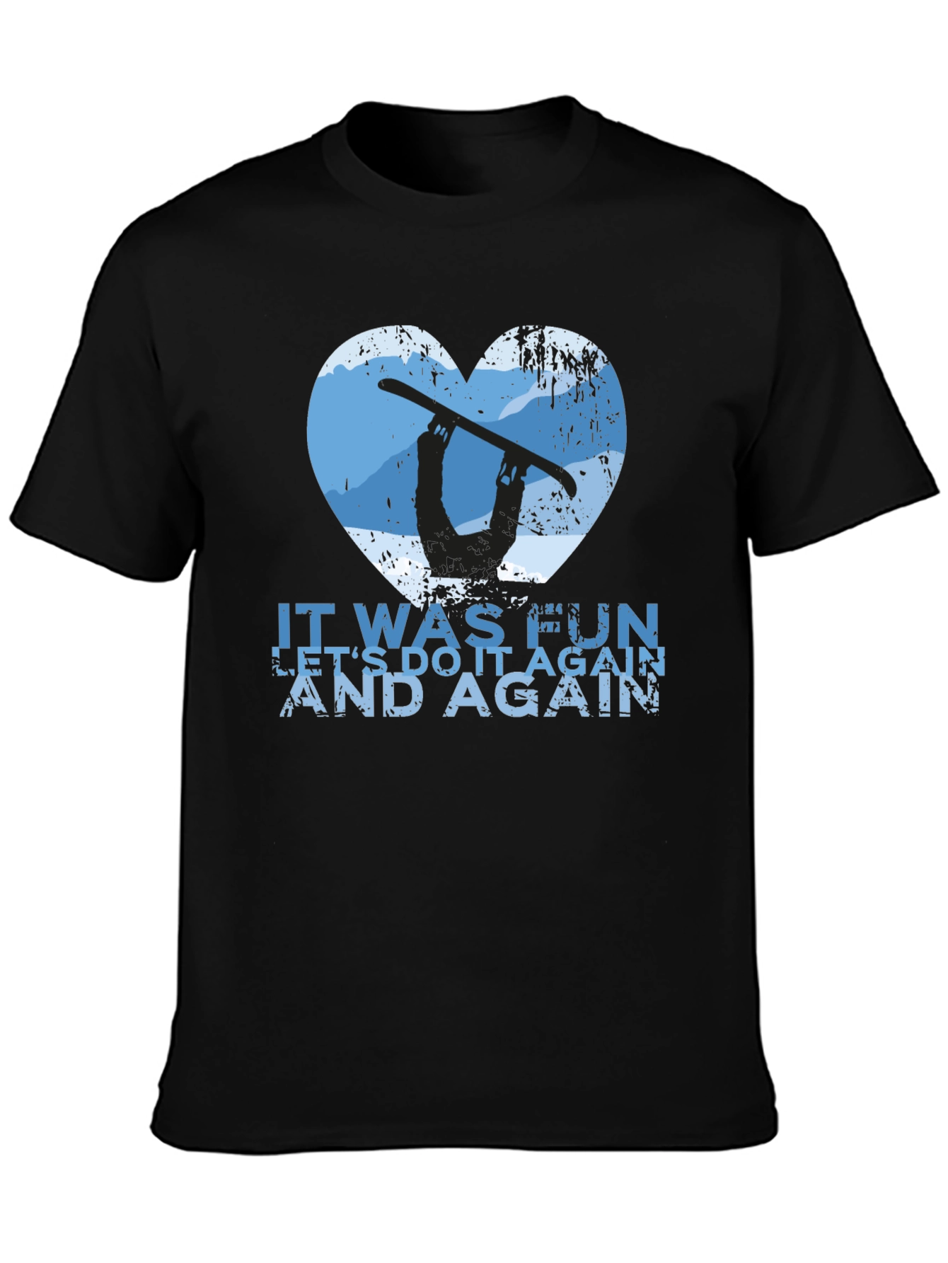 Black Snowboarder Heart Graphic Tee - Let's Do It Again! view 3