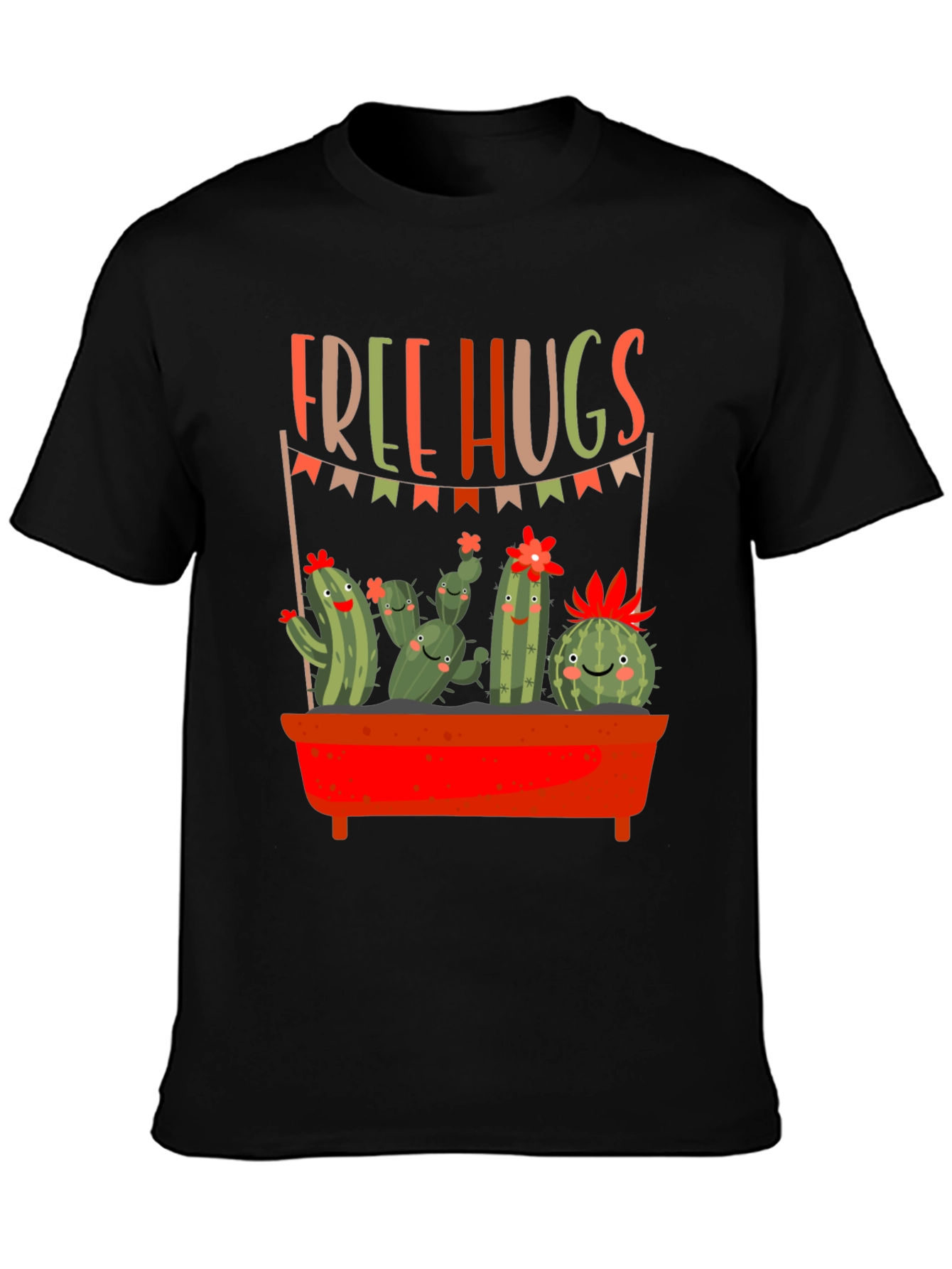 Black Free Hugs Cactus Graphic Tee view 3
