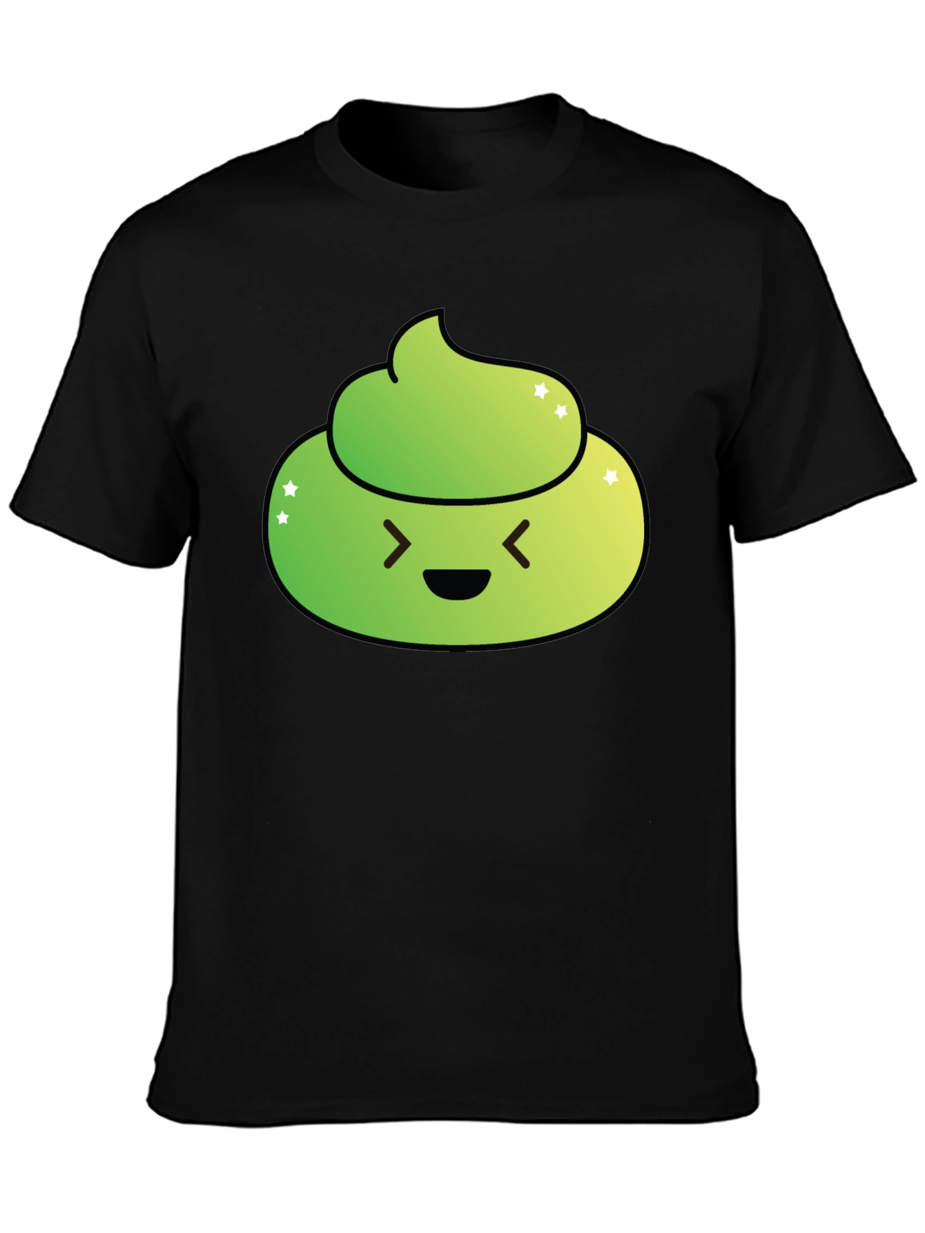 Black Green Emoji Poop T-Shirt - Funny Graphic Tee view 3