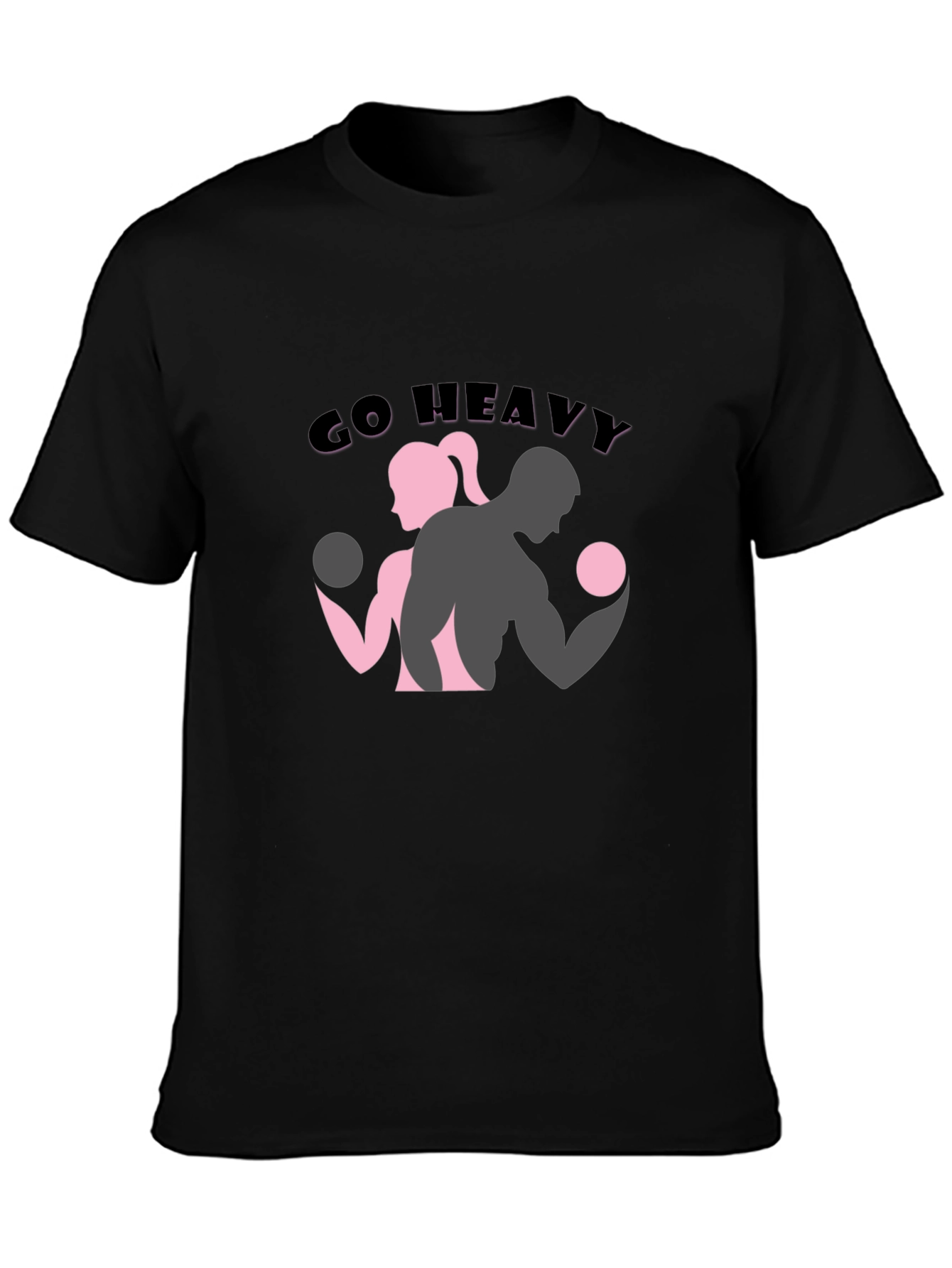 Black Go Heavy Unisex Black T-Shirt view 3