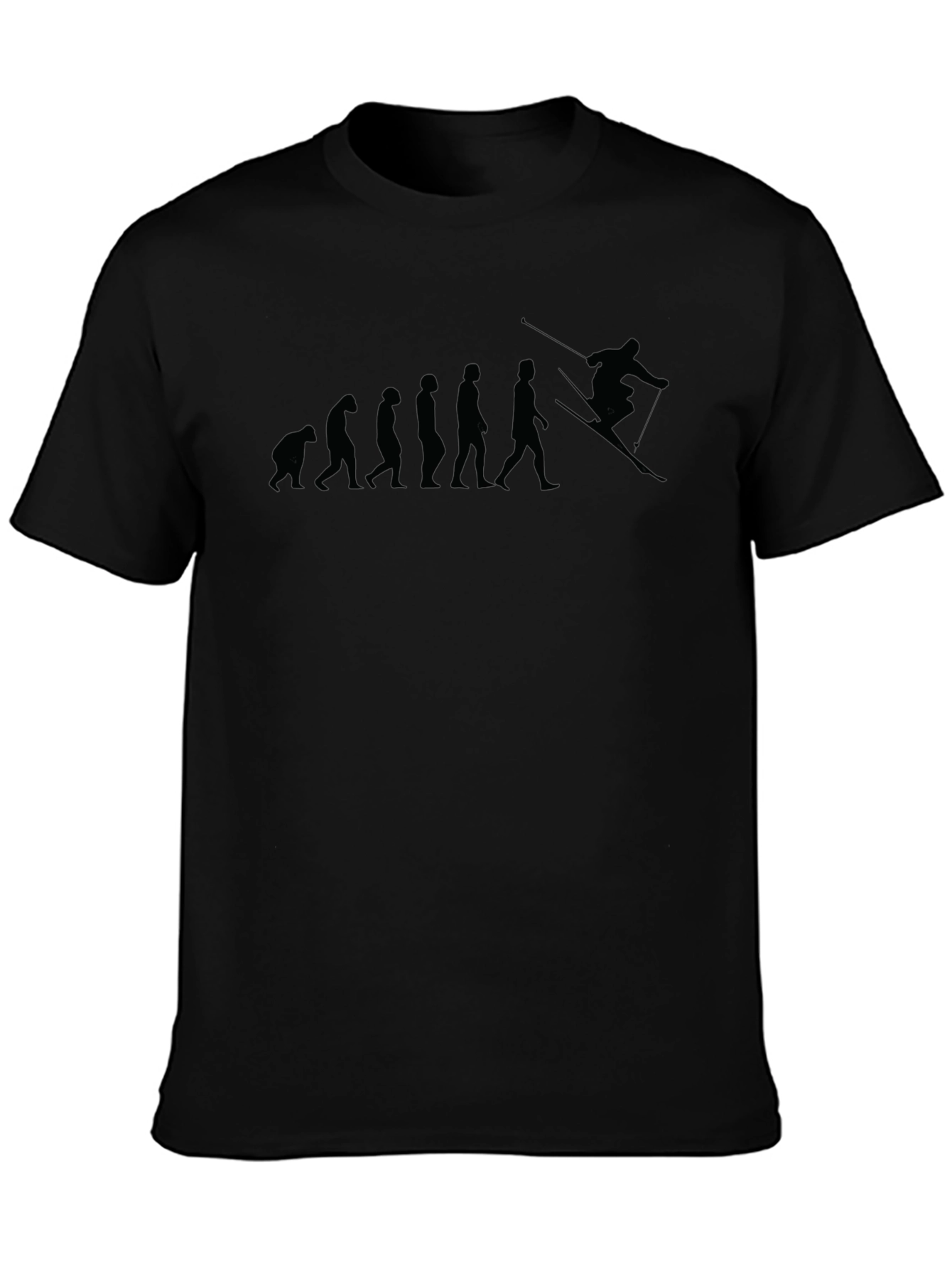 Black Evolution of Skiing Black T-Shirt view 3