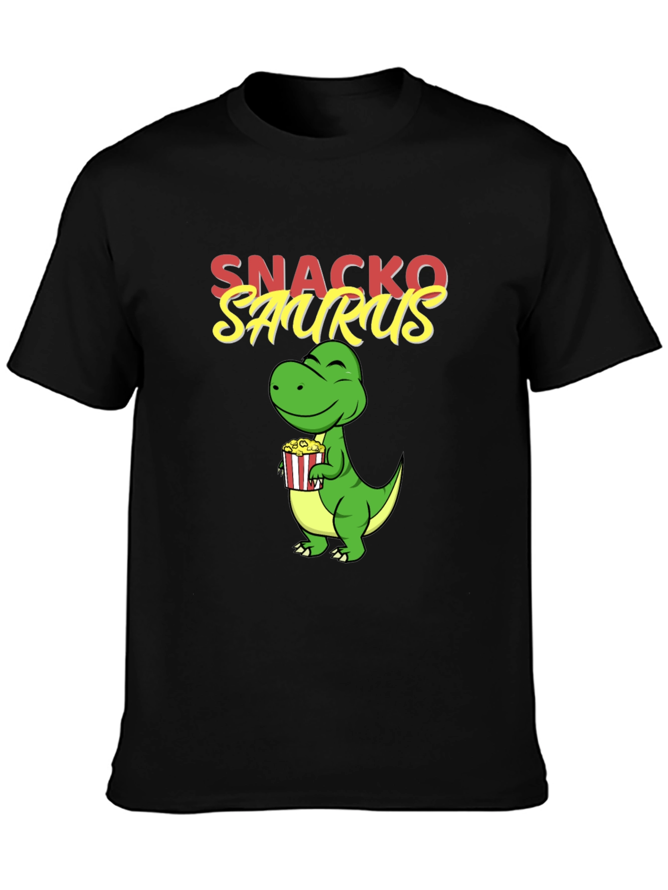 Black Snackosaurus Graphic Tee - Fun Dinosaur T-Shirt view 3
