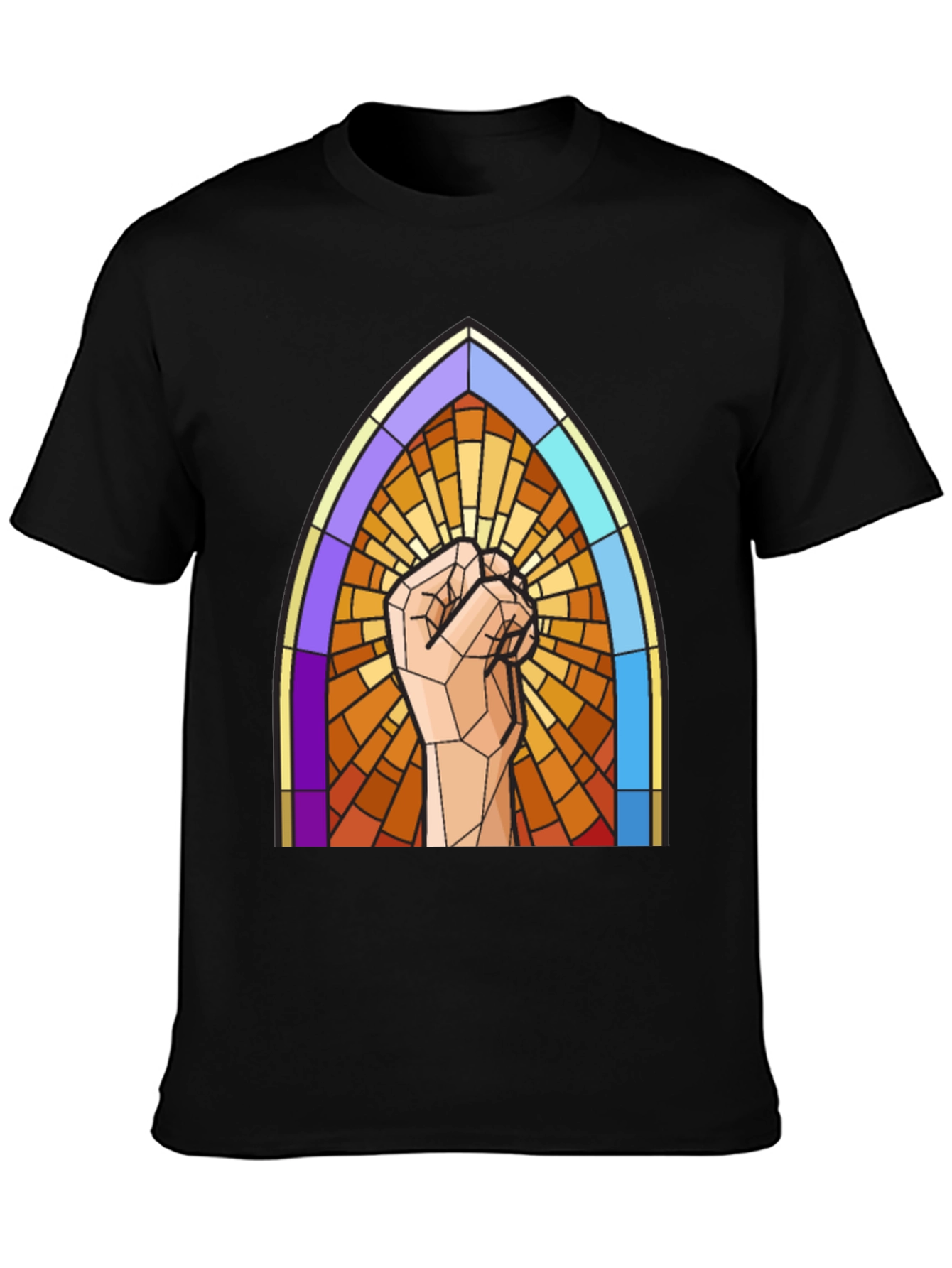 Black Stained Glass Fist T-Shirt view 3