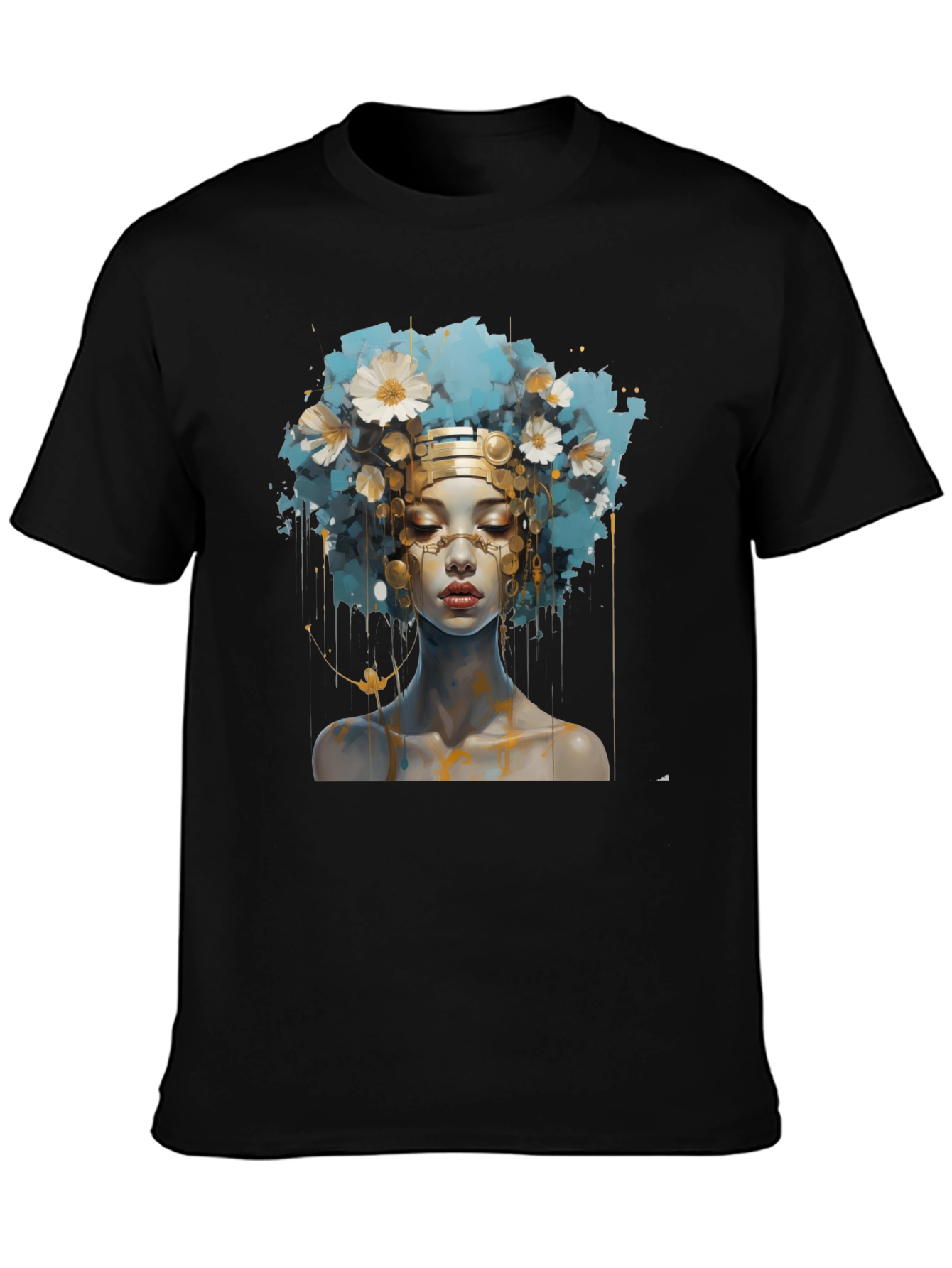 Black Artistic Woman Graphic Black Tee view 3