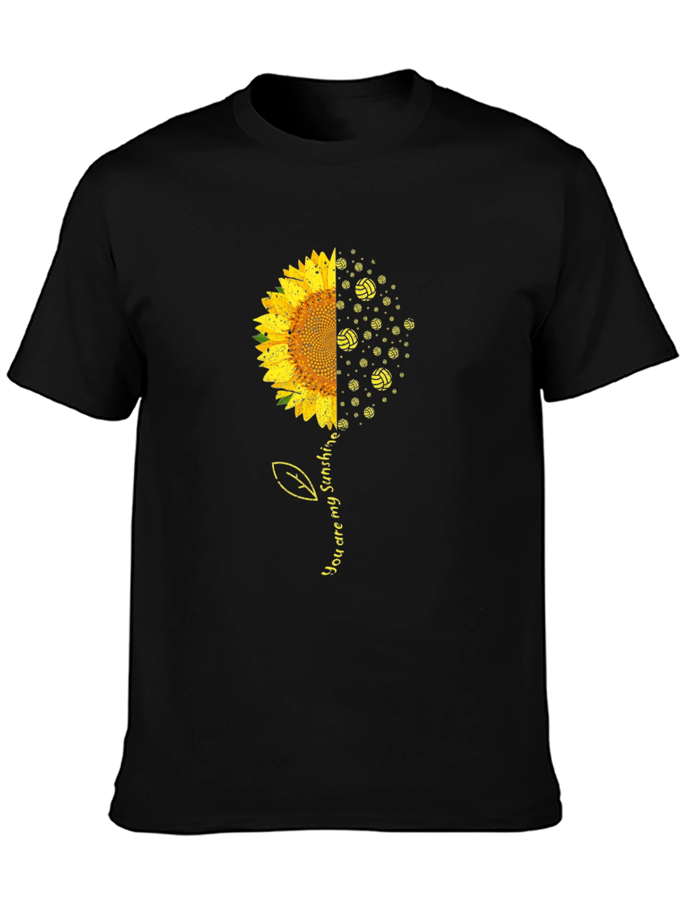 Black Sunflower Volleyball T-Shirt - You Are My Sunshine view 3