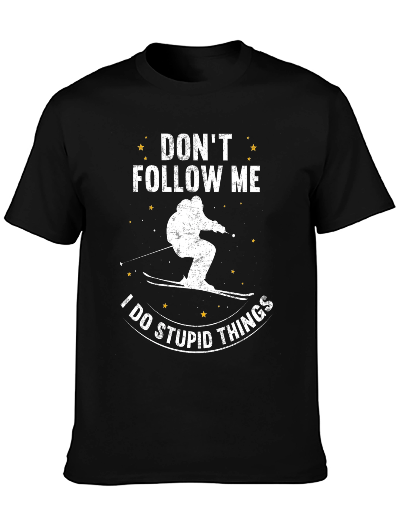 Black Don't Follow Me T-Shirt - Skiing Graphic Tee view 3