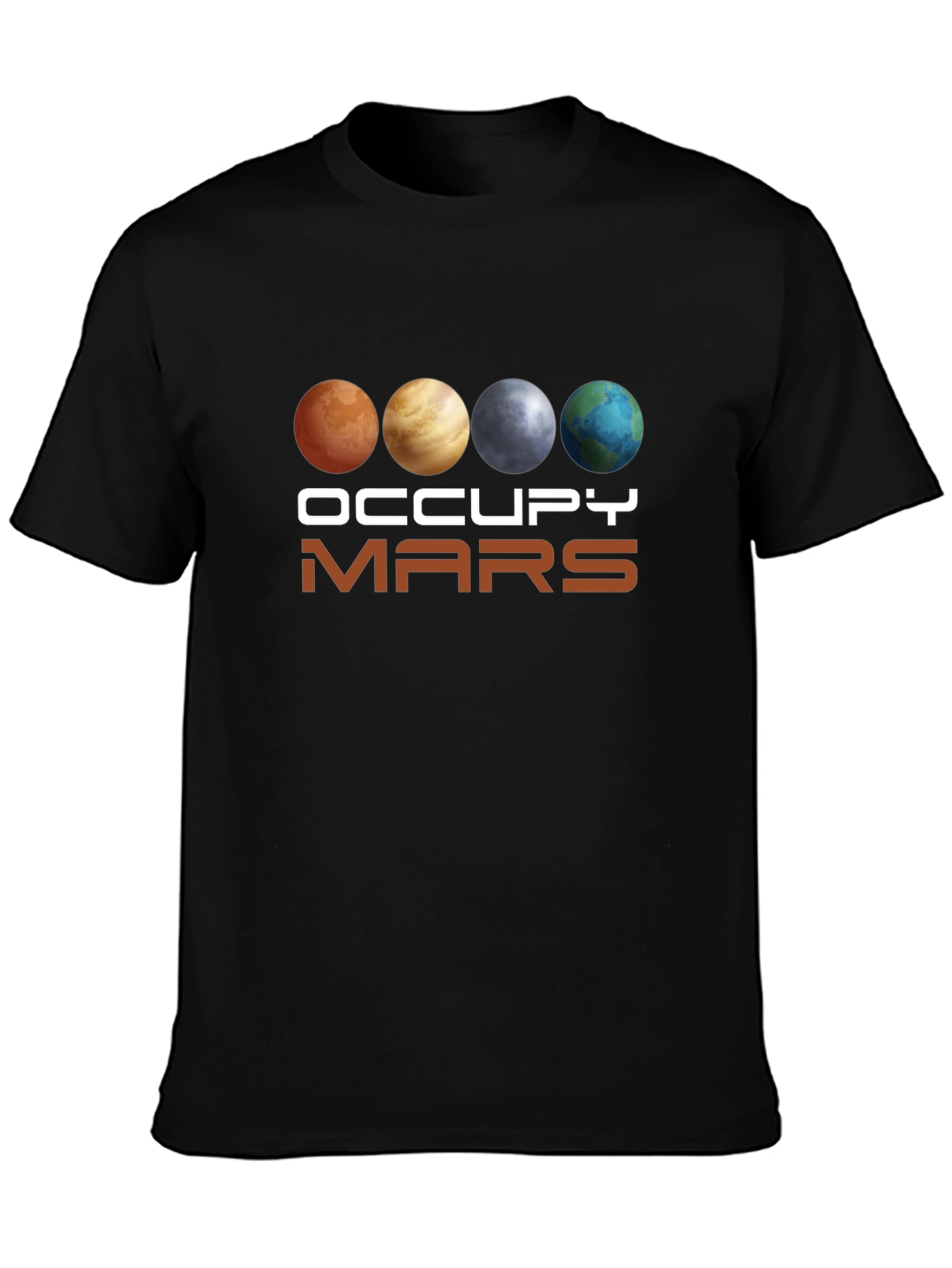 Black Occupy Mars Graphic Tee - Space Exploration T-Shirt view 3