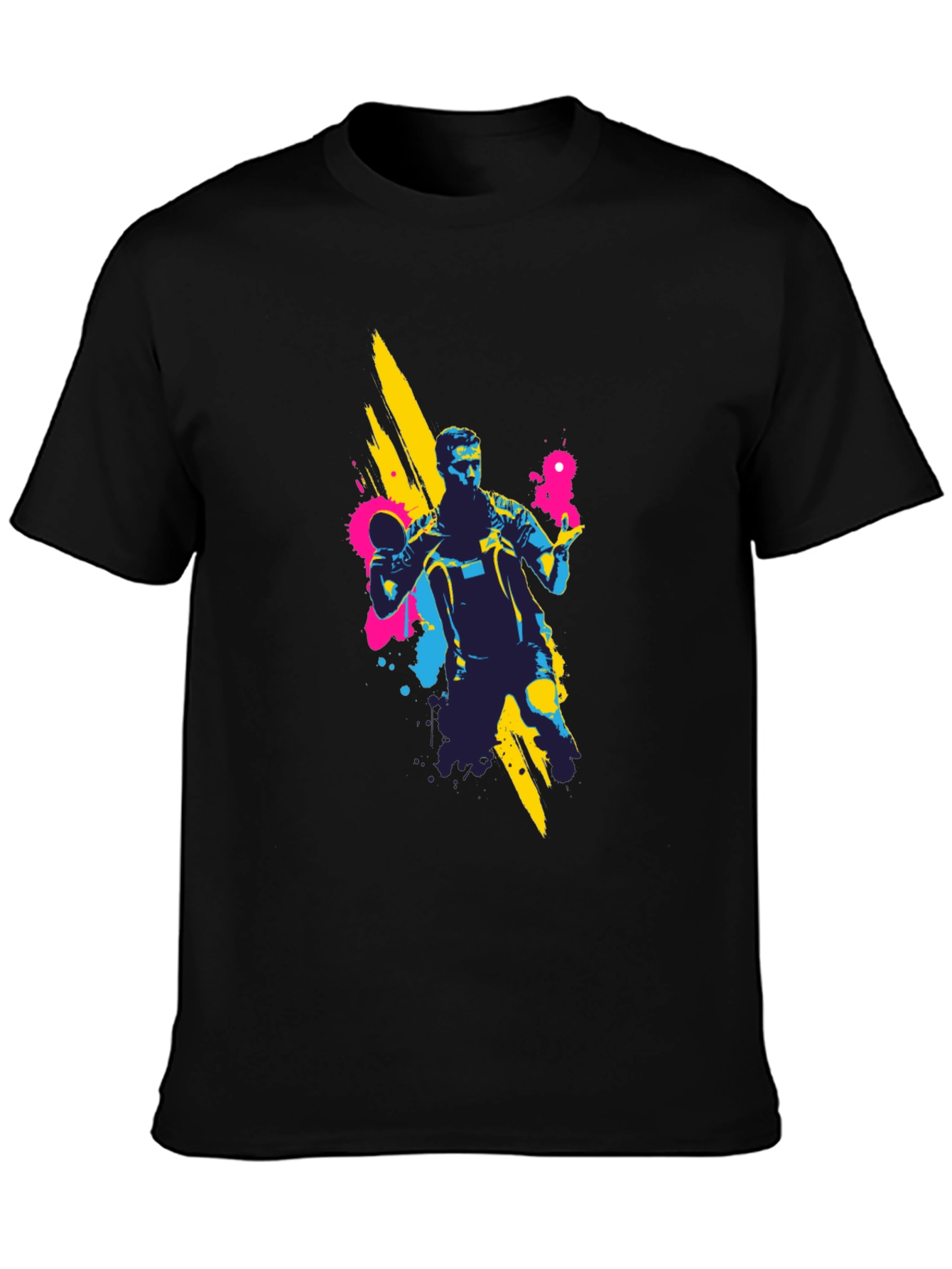 Black Ping Pong Player Graphic Black T-Shirt view 3