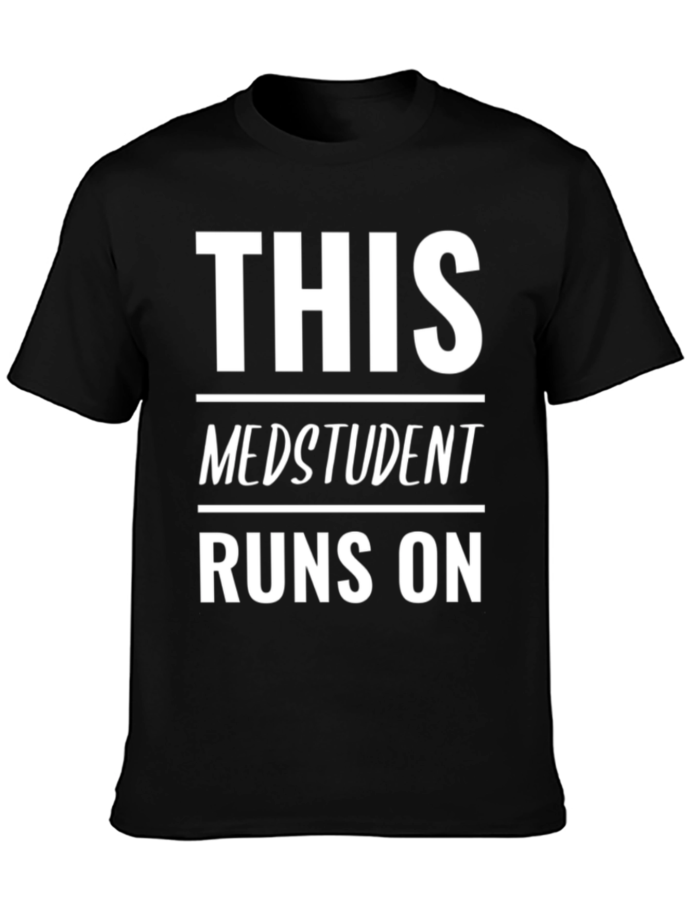 Black Med Student Runs On T-Shirt - Black view 3