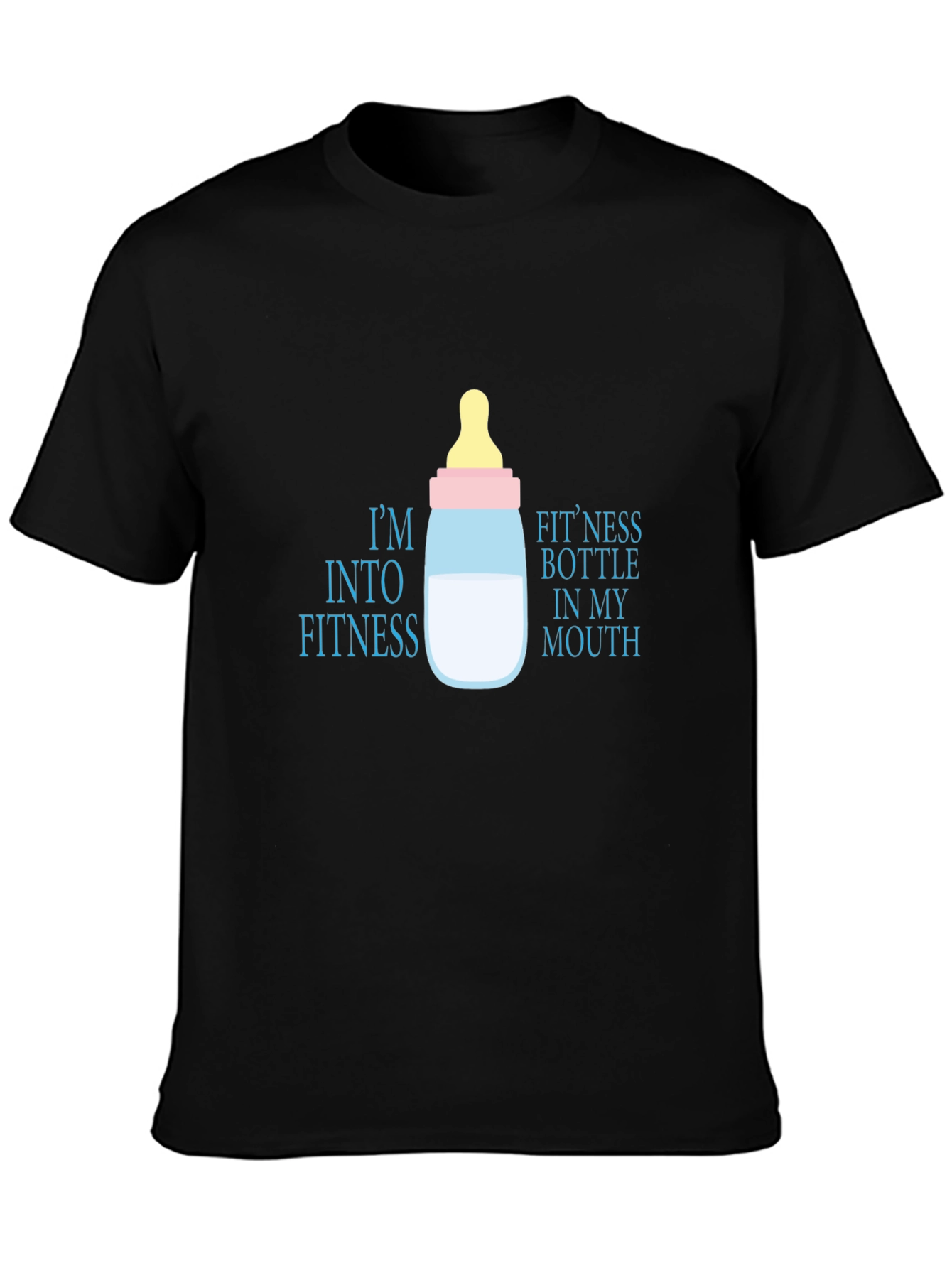 Black Humorous "Fitness Bottle" Graphic T-Shirt view 3