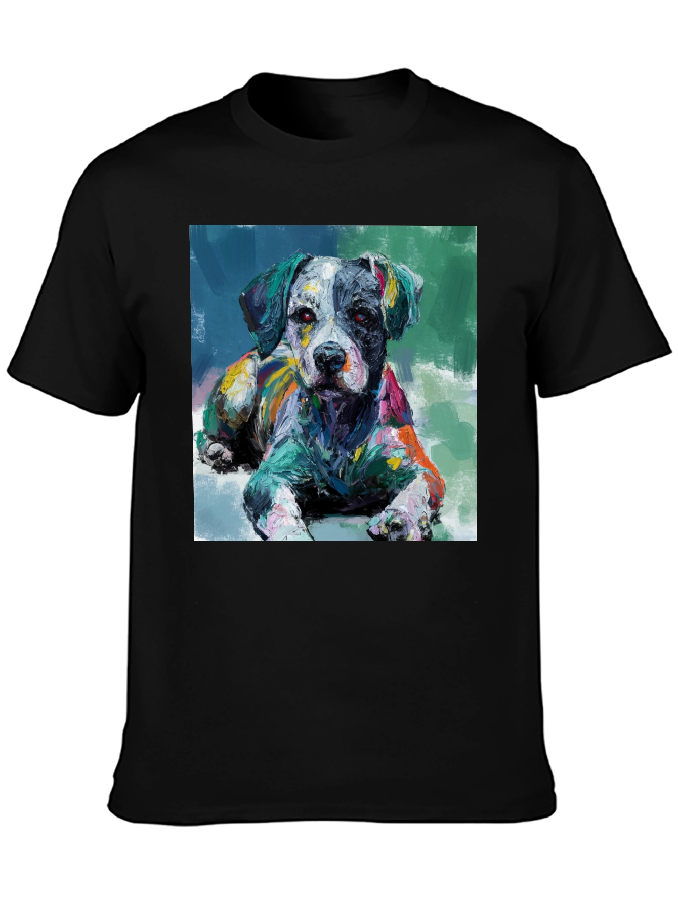 Black Dog Painting Black T-Shirt view 3