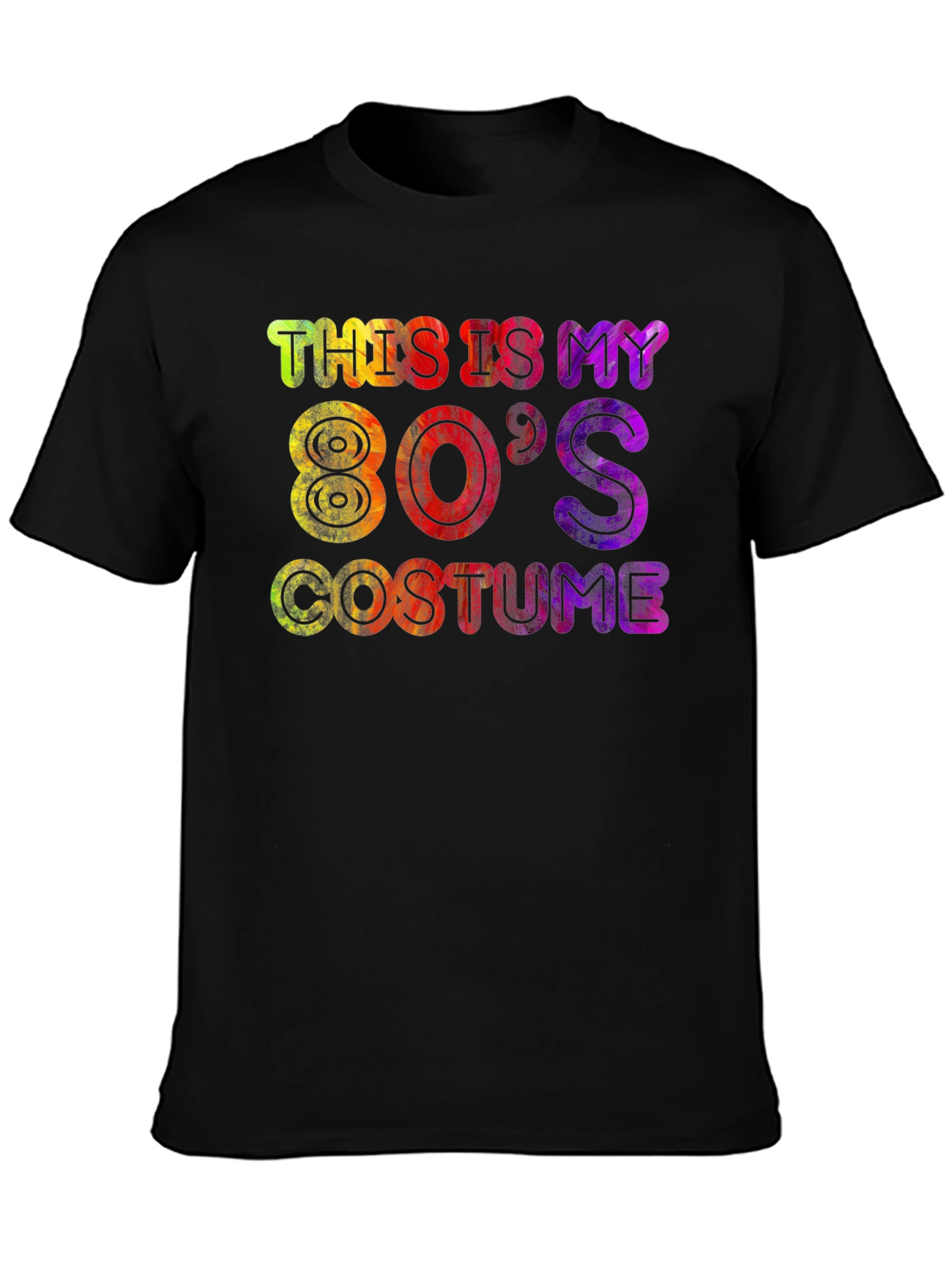 Black 80's Costume T-Shirt - Retro Party Tee view 3