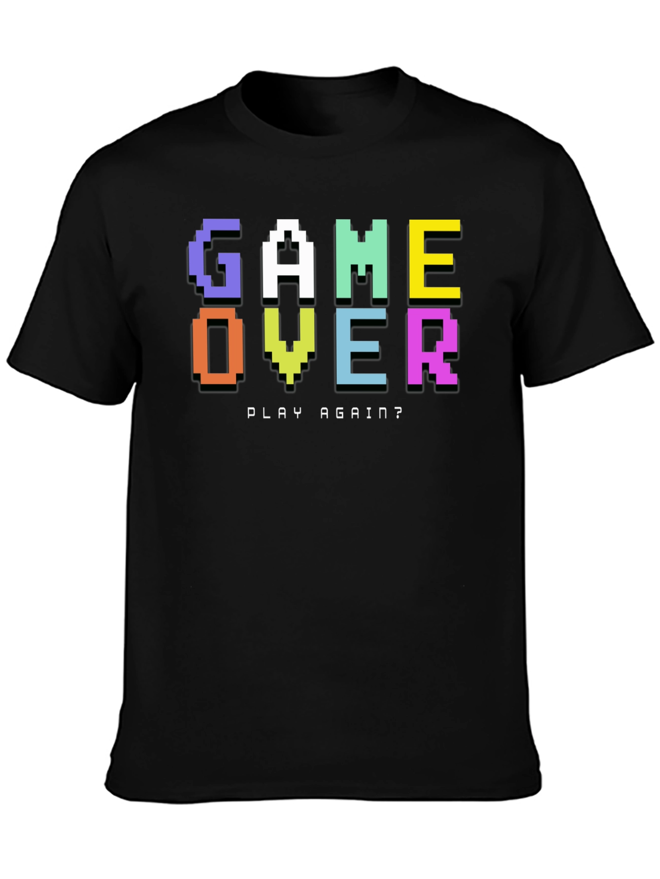 Black Game Over T-Shirt - Pixel Style Retro Gamer Tee view 3