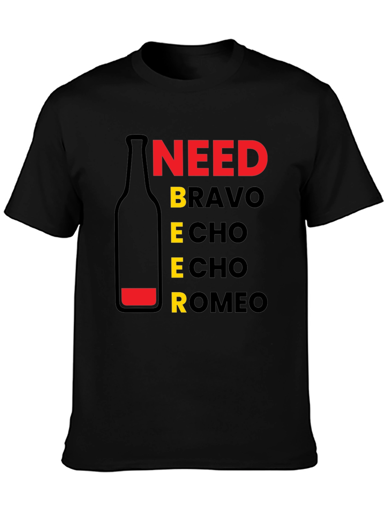 Black Need Beer T-Shirt - Funny Graphic Tee view 3