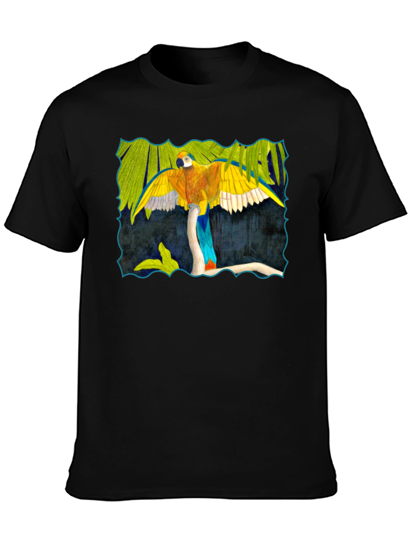 Black Parrot Graphic Black T-Shirt view 3