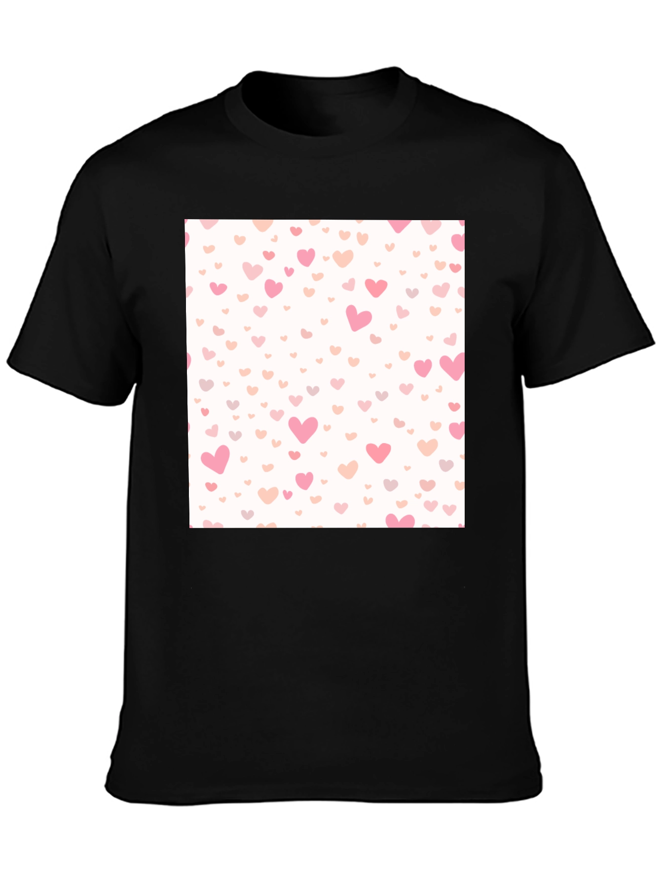 Black Heart Pattern Tee - Black Valentine's Day Shirt view 3