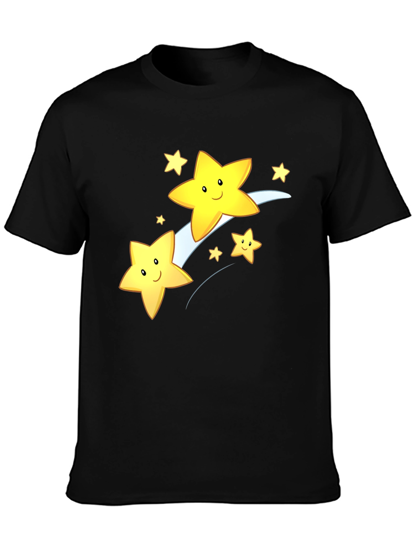 Black Shooting Star Graphic Tee - Black Cotton Blend view 3