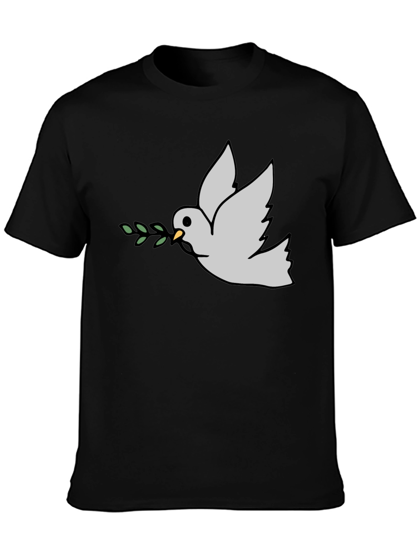Black Peace Dove Graphic Tee - Black Casual T-Shirt view 3