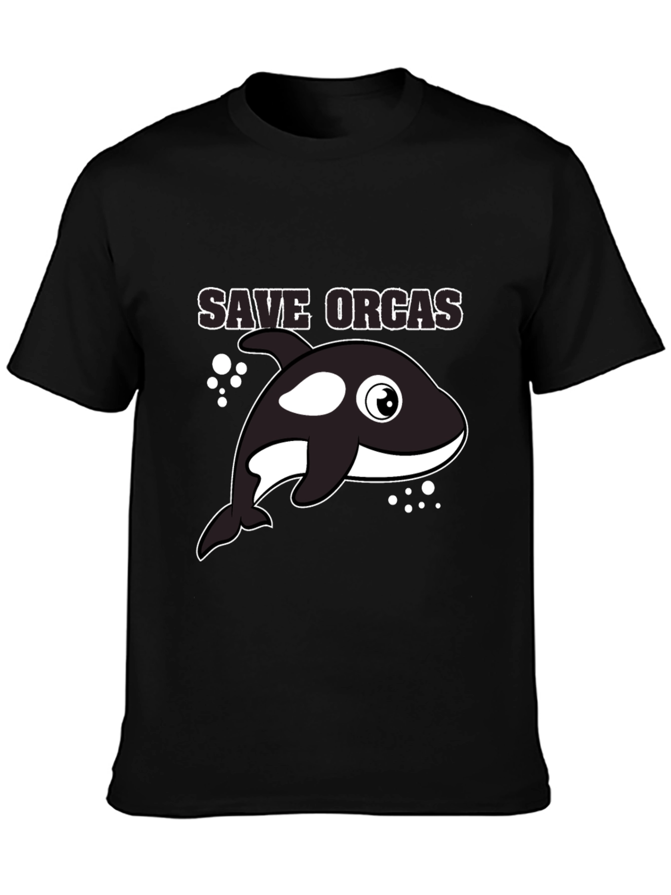 Black Save Orcas Black T-Shirt view 3