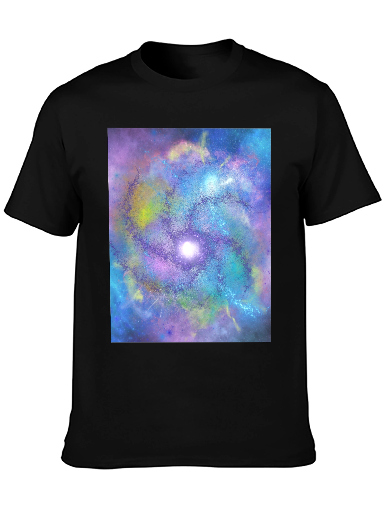 Black Galaxy Swirl Graphic Tee - Black Cotton Comfort view 3