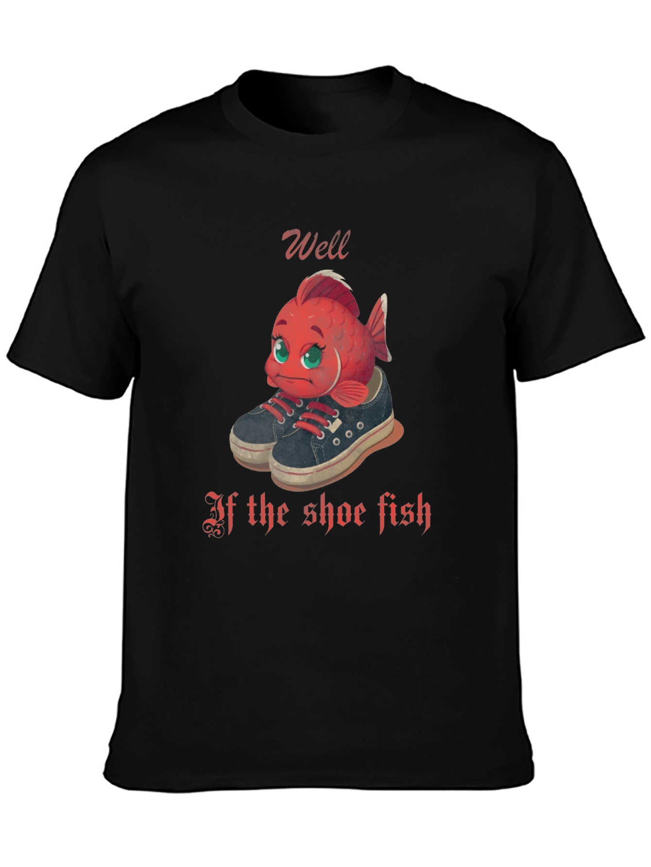 Black Shoe Fish T-Shirt - Novelty Graphic Tee view 3