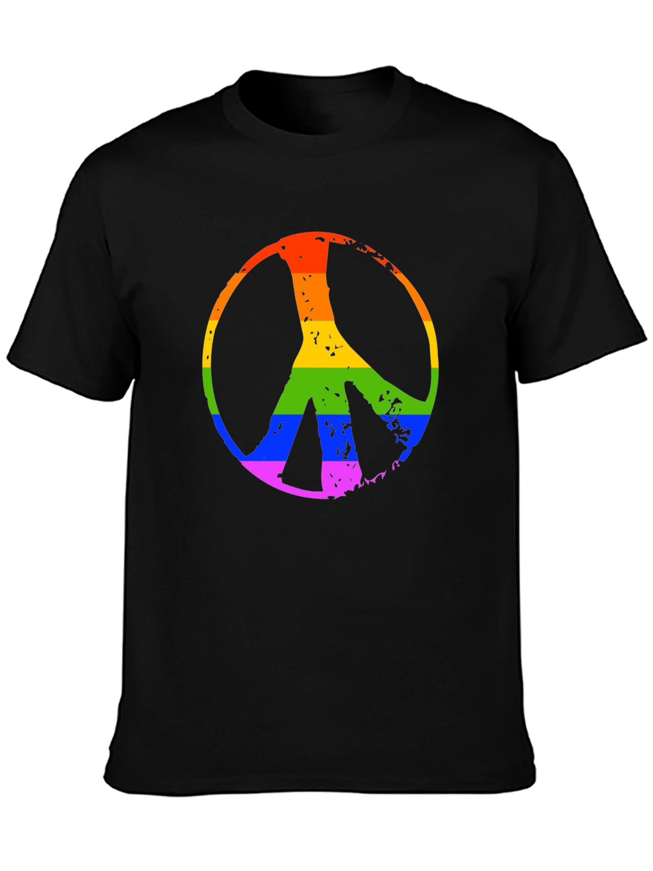 Black Rainbow Peace Sign Black T-Shirt view 3