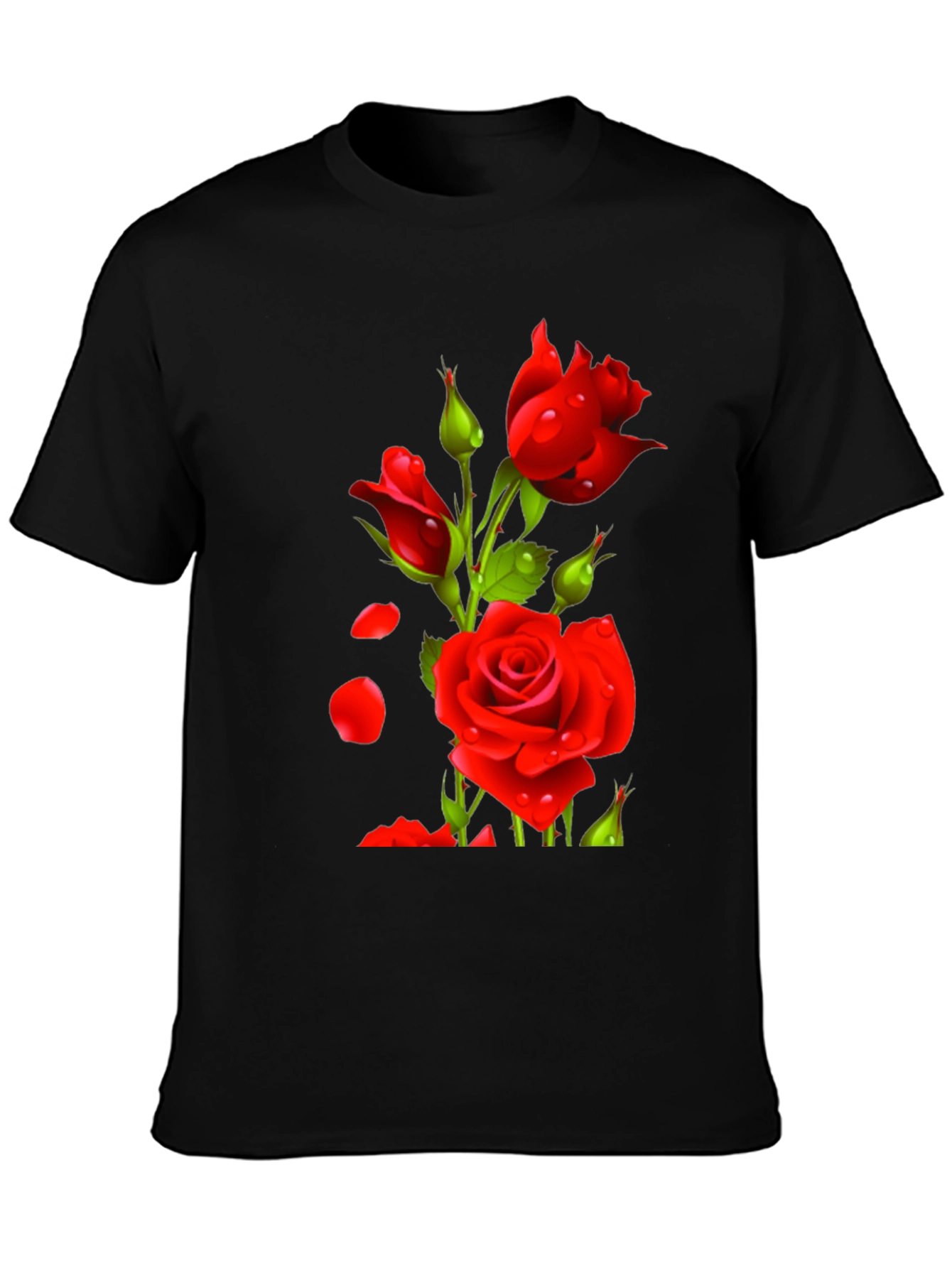 Black Men's Black Rose Graphic T-Shirt view 3